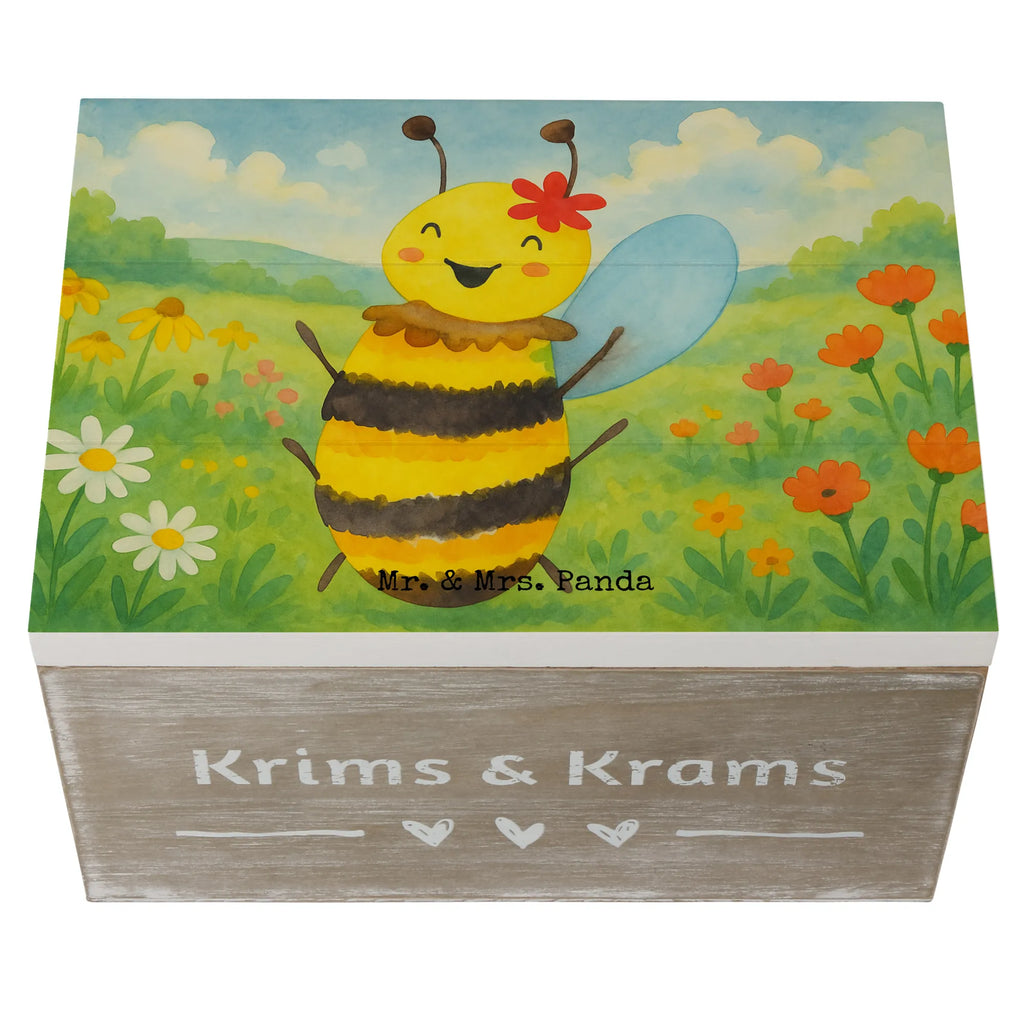 Wooden chest bee happy Design Truhe, Kiste, Schatzkiste, Aufbewahrungsbox, Erinnerungsbox, Schatulle, Dekokiste, Holzkiste, Geschenkdose, Erinnerungskiste, XXL, Geschenkbox, Biene, Wespe, Hummel