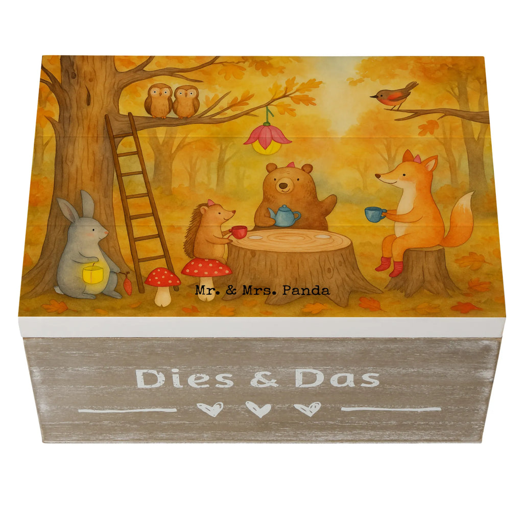 Wooden chest forest animals picnic Design Kiste, Geschenkbox, Truhe, Dekokiste, Schatulle, Holzkiste, Schatzkiste, XXL, Erinnerungskiste, Erinnerungsbox, Aufbewahrungsbox, Geschenkdose, Tiermotive, Gute Laune, lustige Sprüche, Tiere, Igel, Waldtiere, Picknick, Wald, Hase, Fuchs, Maus, Eichhörnchen