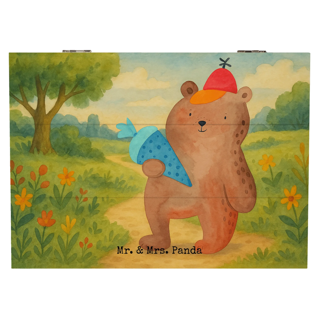 Holzkiste Bär Schultüte Design Erinnerungskiste, XXL, Schatulle, Geschenkdose, Erinnerungsbox, Aufbewahrungsbox, Truhe, Schatzkiste, Holzkiste, Kiste, Geschenkbox, Dekokiste, Bär, Teddy, Teddybär, Einschulung Geschenk, Schule Geschenk, Grundschule, Erster Schultag Geschenk, Bär Motiv, Schultüte, Schulbeginn, Schulanfang