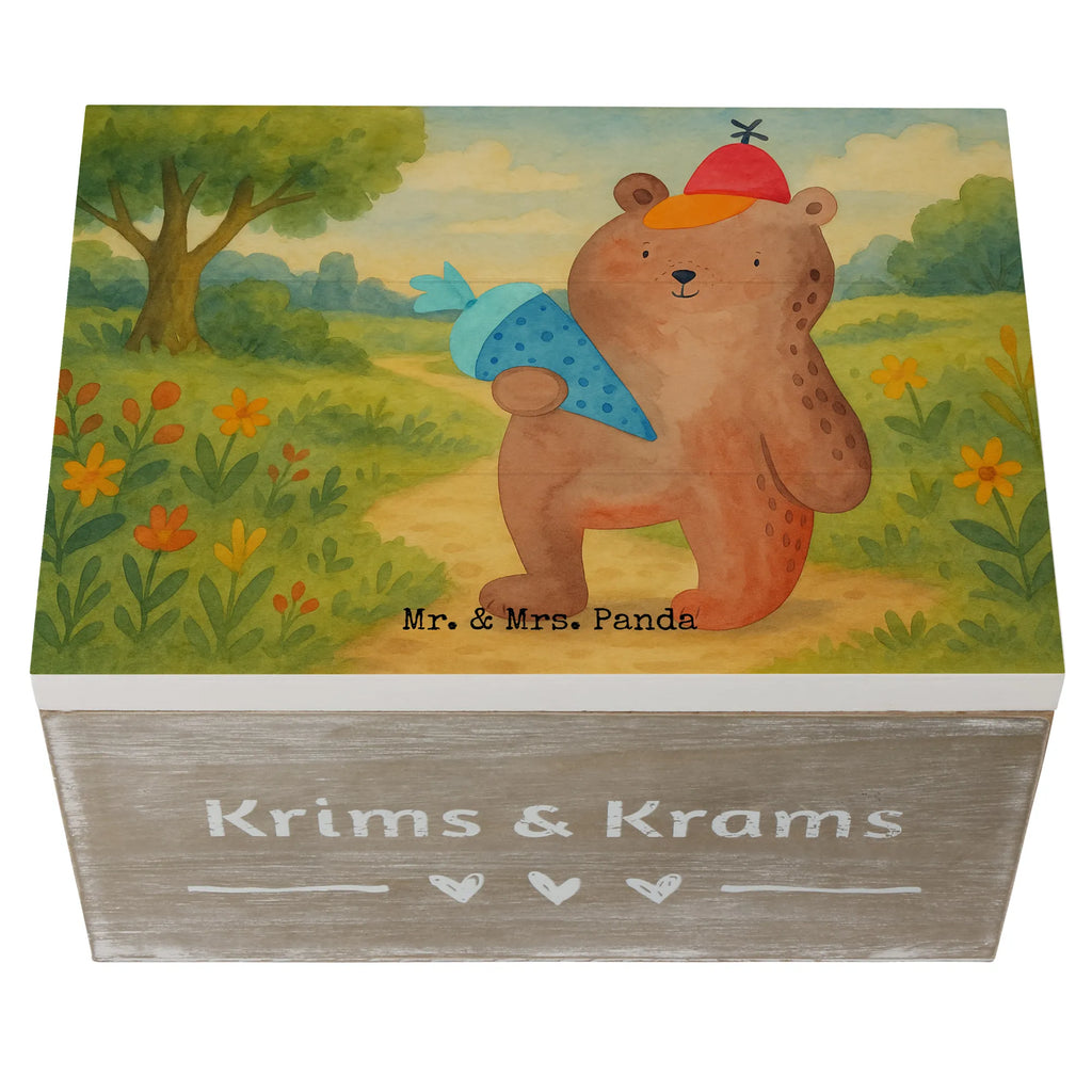 Holzkiste Bär Schultüte Design Erinnerungskiste, XXL, Schatulle, Geschenkdose, Erinnerungsbox, Aufbewahrungsbox, Truhe, Schatzkiste, Holzkiste, Kiste, Geschenkbox, Dekokiste, Bär, Teddy, Teddybär, Einschulung Geschenk, Schule Geschenk, Grundschule, Erster Schultag Geschenk, Bär Motiv, Schultüte, Schulbeginn, Schulanfang