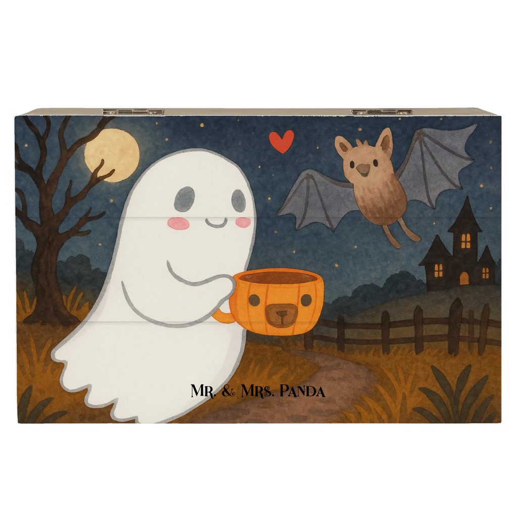 Skrzynia drewniana Duch kawa Design Erinnerungsbox, Aufbewahrungsbox, XXL, Holzkiste, Erinnerungskiste, Geschenkdose, Truhe, Dekokiste, Schatulle, Schatzkiste, Kiste, Geschenkbox, Halloween, Deko, Martinssingen, Dekoration, Geschenke, Schenken, Gespenst, Kaffee
