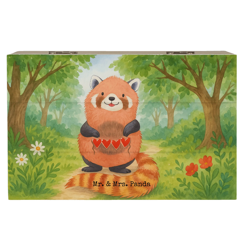 Holzkiste Roter Panda Design XXL, Geschenkbox, Erinnerungsbox, Holzkiste, Kiste, Truhe, Schatzkiste, Dekokiste, Aufbewahrungsbox, Erinnerungskiste, Schatulle, Geschenkdose, Tiermotive, Gute Laune, lustige Sprüche, Tiere, Panda, Liebe, Liebling, Herz, Rot, Lieblingsmensch