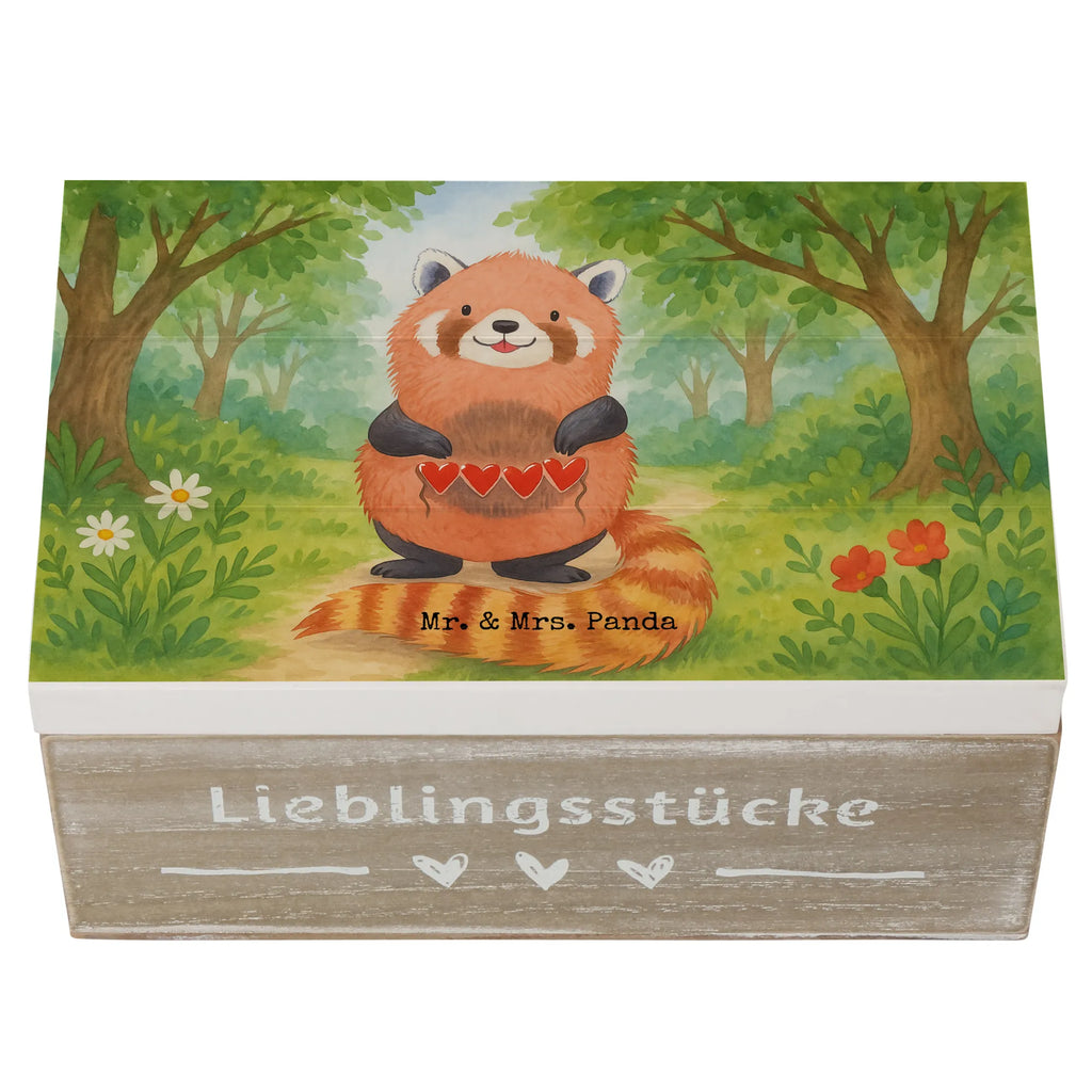 Holzkiste Roter Panda Design XXL, Geschenkbox, Erinnerungsbox, Holzkiste, Kiste, Truhe, Schatzkiste, Dekokiste, Aufbewahrungsbox, Erinnerungskiste, Schatulle, Geschenkdose, Tiermotive, Gute Laune, lustige Sprüche, Tiere, Panda, Liebe, Liebling, Herz, Rot, Lieblingsmensch