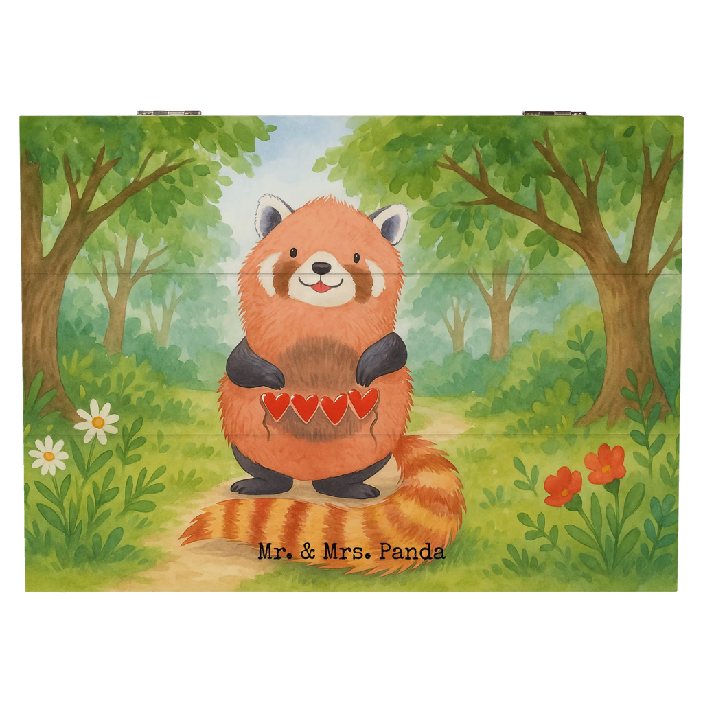 Holzkiste Roter Panda Design XXL, Geschenkbox, Erinnerungsbox, Holzkiste, Kiste, Truhe, Schatzkiste, Dekokiste, Aufbewahrungsbox, Erinnerungskiste, Schatulle, Geschenkdose, Tiermotive, Gute Laune, lustige Sprüche, Tiere, Panda, Liebe, Liebling, Herz, Rot, Lieblingsmensch