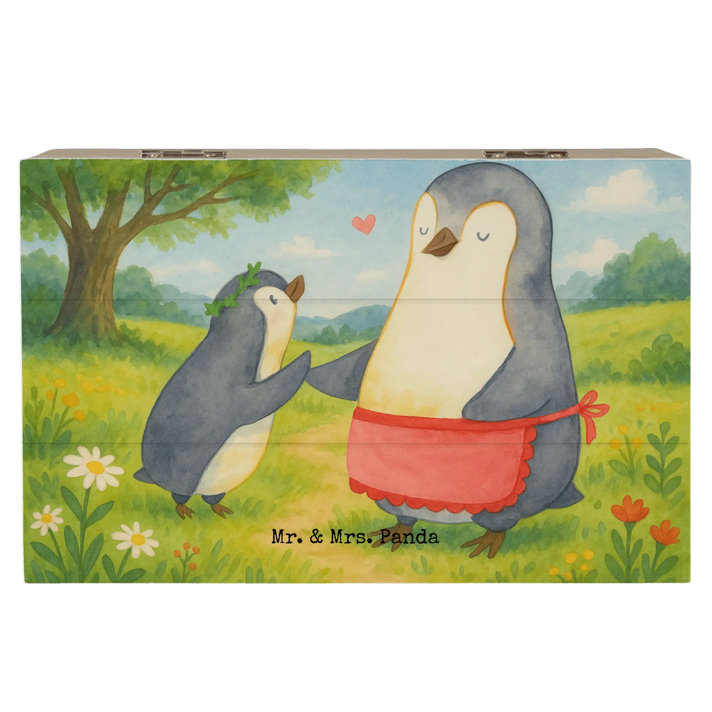 Holzkiste Pinguin mit Kind Design Aufbewahrungsbox, Dekokiste, XXL, Erinnerungskiste, Holzkiste, Erinnerungsbox, Truhe, Geschenkdose, Schatulle, Geschenkbox, Kiste, Schatzkiste, Familie, Vatertag, Muttertag, Bruder, Schwester, Mama, Papa, Oma, Opa, Mutti, Mami, Geburststag, Mutter, Geschenk