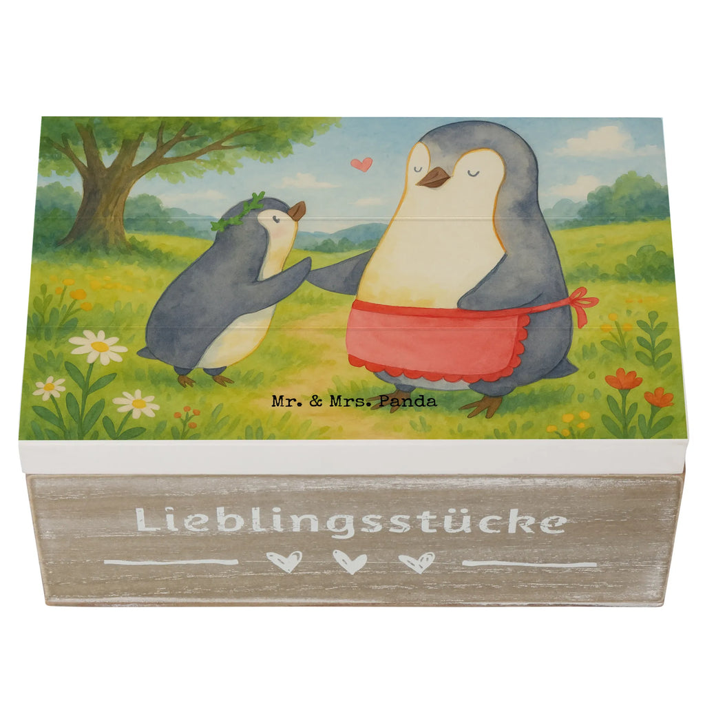 Holzkiste Pinguin mit Kind Design Aufbewahrungsbox, Dekokiste, XXL, Erinnerungskiste, Holzkiste, Erinnerungsbox, Truhe, Geschenkdose, Schatulle, Geschenkbox, Kiste, Schatzkiste, Familie, Vatertag, Muttertag, Bruder, Schwester, Mama, Papa, Oma, Opa, Mutti, Mami, Geburststag, Mutter, Geschenk