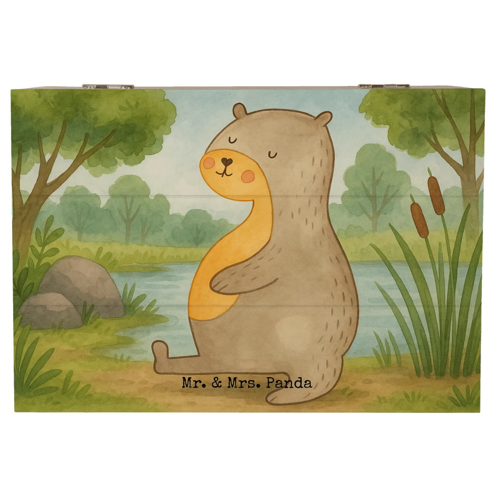 Skrzynia drewniana wydra brzuch Design Erinnerungsbox, Truhe, Schatzkiste, Kiste, Aufbewahrungsbox, Schatulle, Erinnerungskiste, Geschenkdose, Holzkiste, Dekokiste, Geschenkbox, XXL, Otter, Fischotter, Seeotter, Otter Seeotter See Otter