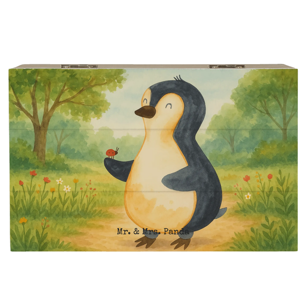 Wooden chest Penguin ladybug Design Geschenkbox, Geschenkdose, Erinnerungskiste, Schatulle, Aufbewahrungsbox, Erinnerungsbox, Truhe, Kiste, Schatzkiste, Dekokiste, Holzkiste, XXL, Pinguin, Lebensfreude, Marienkäfer, Wunder, Freude, Pinguine, Glück, Liebe