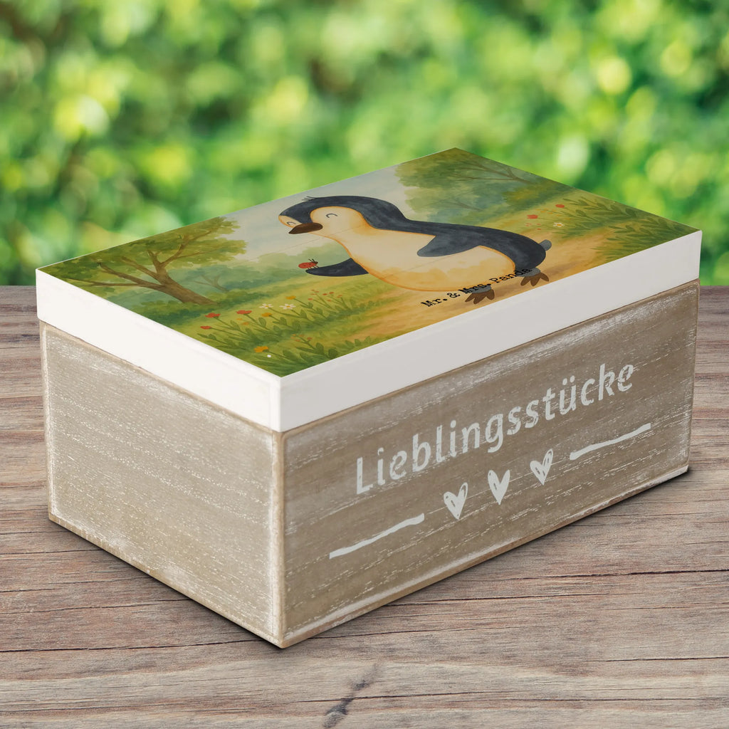 Wooden chest Penguin ladybug Design Geschenkbox, Geschenkdose, Erinnerungskiste, Schatulle, Aufbewahrungsbox, Erinnerungsbox, Truhe, Kiste, Schatzkiste, Dekokiste, Holzkiste, XXL, Pinguin, Lebensfreude, Marienkäfer, Wunder, Freude, Pinguine, Glück, Liebe