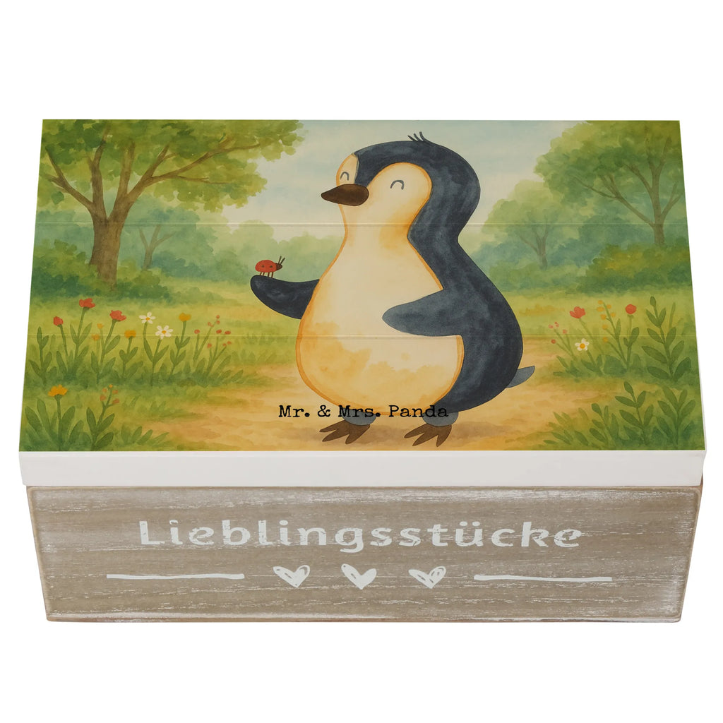 Wooden chest Penguin ladybug Design Geschenkbox, Geschenkdose, Erinnerungskiste, Schatulle, Aufbewahrungsbox, Erinnerungsbox, Truhe, Kiste, Schatzkiste, Dekokiste, Holzkiste, XXL, Pinguin, Lebensfreude, Marienkäfer, Wunder, Freude, Pinguine, Glück, Liebe