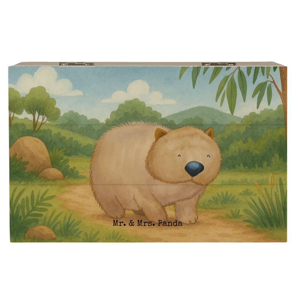Skrzynia drewniana Wombat Design Aufbewahrungsbox, Truhe, Dekokiste, Erinnerungsbox, Erinnerungskiste, Geschenkbox, Kiste, Schatulle, Schatzkiste, Holzkiste, XXL, Geschenkdose, Tiermotive, Gute Laune, lustige Sprüche, Tiere, Australien, Das Leben ist schön, Spruch, Wombat, Motivation