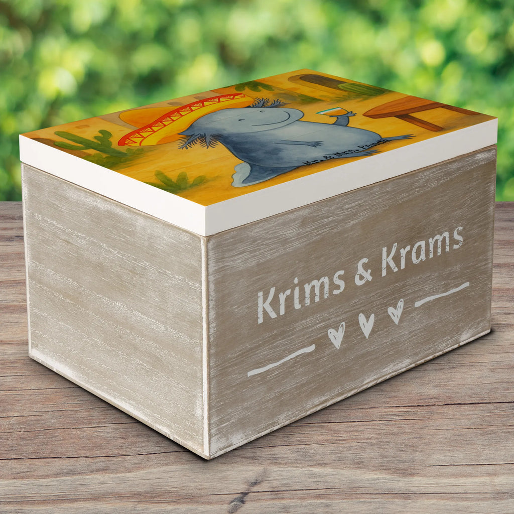 Holzkiste Axolotl Tequila Design Dekokiste, Erinnerungskiste, Geschenkbox, Schatzkiste, Truhe, Kiste, Schatulle, Geschenkdose, Aufbewahrungsbox, Erinnerungsbox, XXL, Holzkiste, Axolotl, Molch, Lurche, Feuerdrache, Schwanzlurch, Mexiko, Sombrero, Zitrone, Lurch, Tequila, Feuersalamander, Axolot, Spruch, Motivation, Mexico