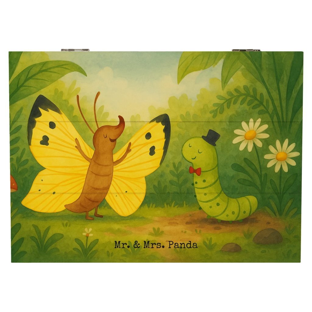 Wooden chest Caterpillar butterfly Design Dekokiste, Erinnerungsbox, Erinnerungskiste, XXL, Schatulle, Truhe, Geschenkdose, Aufbewahrungsbox, Kiste, Holzkiste, Schatzkiste, Geschenkbox, Tiermotive, Gute Laune, lustige Sprüche, Tiere, Hütchen, Hut, Erwachsen werden, Entwicklung, Kokon, Schönheit, Schmetterling, Raupe, Zitronenfalter, Aufwachsen