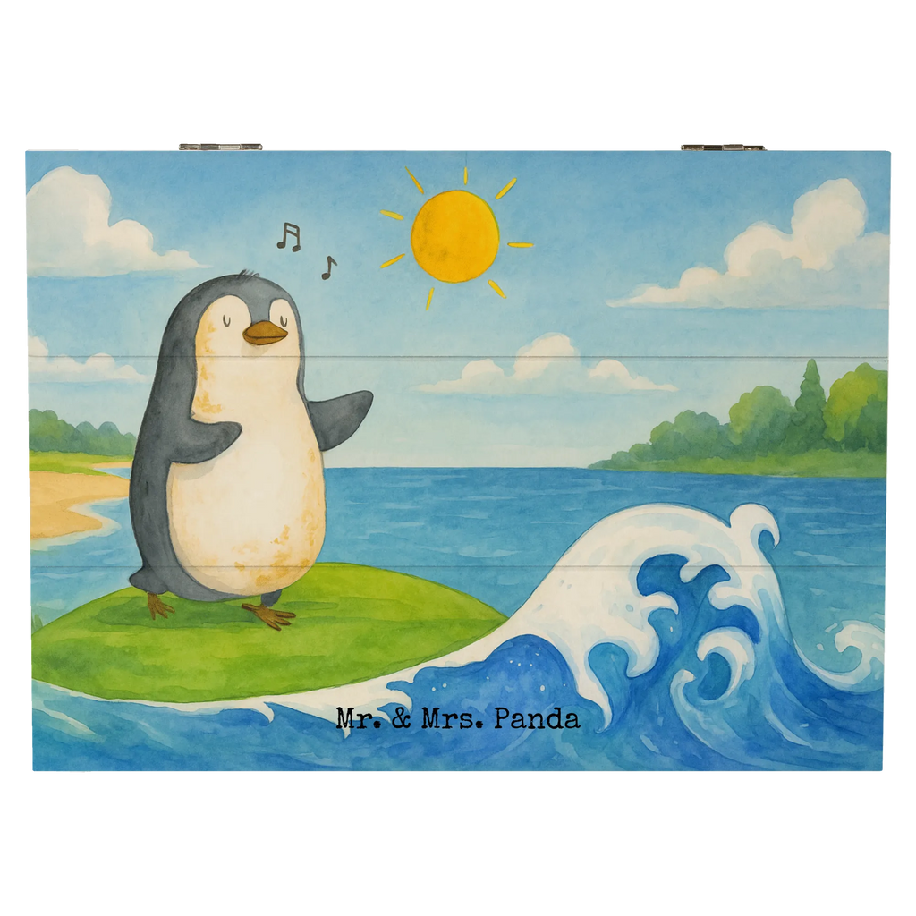 Holzkiste Pinguin Surfer Design Truhe, XXL, Kiste, Erinnerungsbox, Geschenkdose, Holzkiste, Geschenkbox, Erinnerungskiste, Schatzkiste, Schatulle, Aufbewahrungsbox, Dekokiste, Pinguin, Hawaii, Wellen, Pinguine, Portugal, Urlaub, surfen, Surfer, Wellen reiten