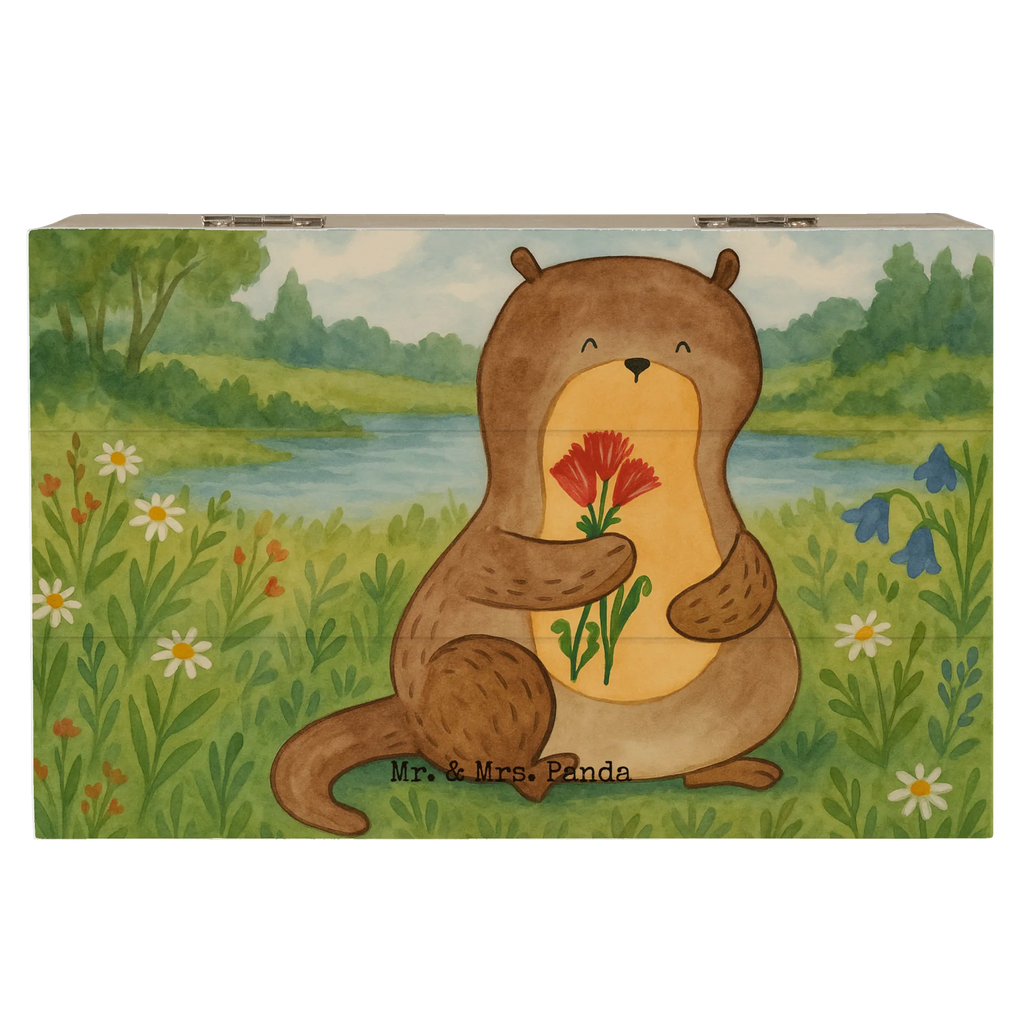 Holzkiste Otter Blumenstrauß Design Erinnerungsbox, Kiste, XXL, Schatulle, Dekokiste, Aufbewahrungsbox, Geschenkdose, Schatzkiste, Truhe, Erinnerungskiste, Holzkiste, Geschenkbox, Otter, Fischotter, Seeotter, Otter Seeotter See Otter