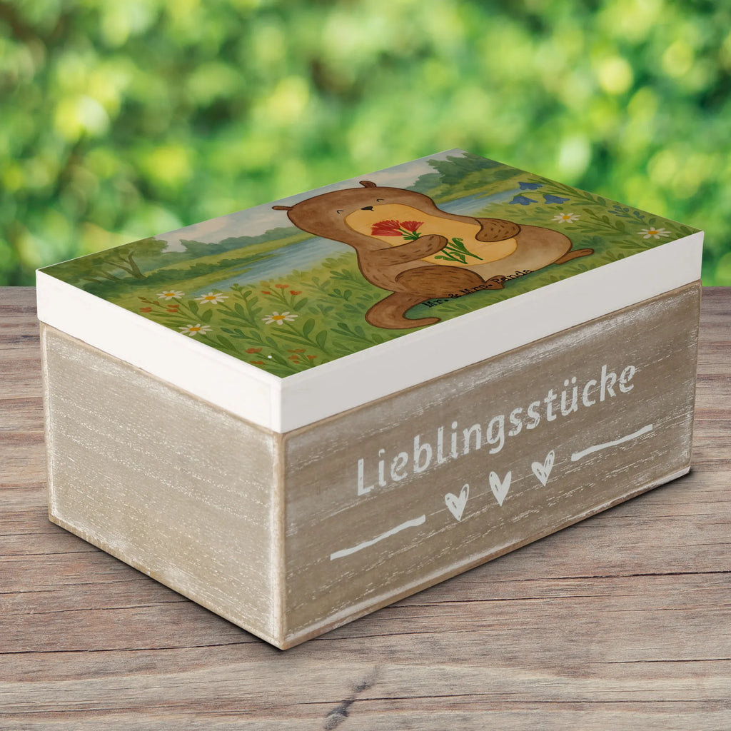Holzkiste Otter Blumenstrauß Design Erinnerungsbox, Kiste, XXL, Schatulle, Dekokiste, Aufbewahrungsbox, Geschenkdose, Schatzkiste, Truhe, Erinnerungskiste, Holzkiste, Geschenkbox, Otter, Fischotter, Seeotter, Otter Seeotter See Otter