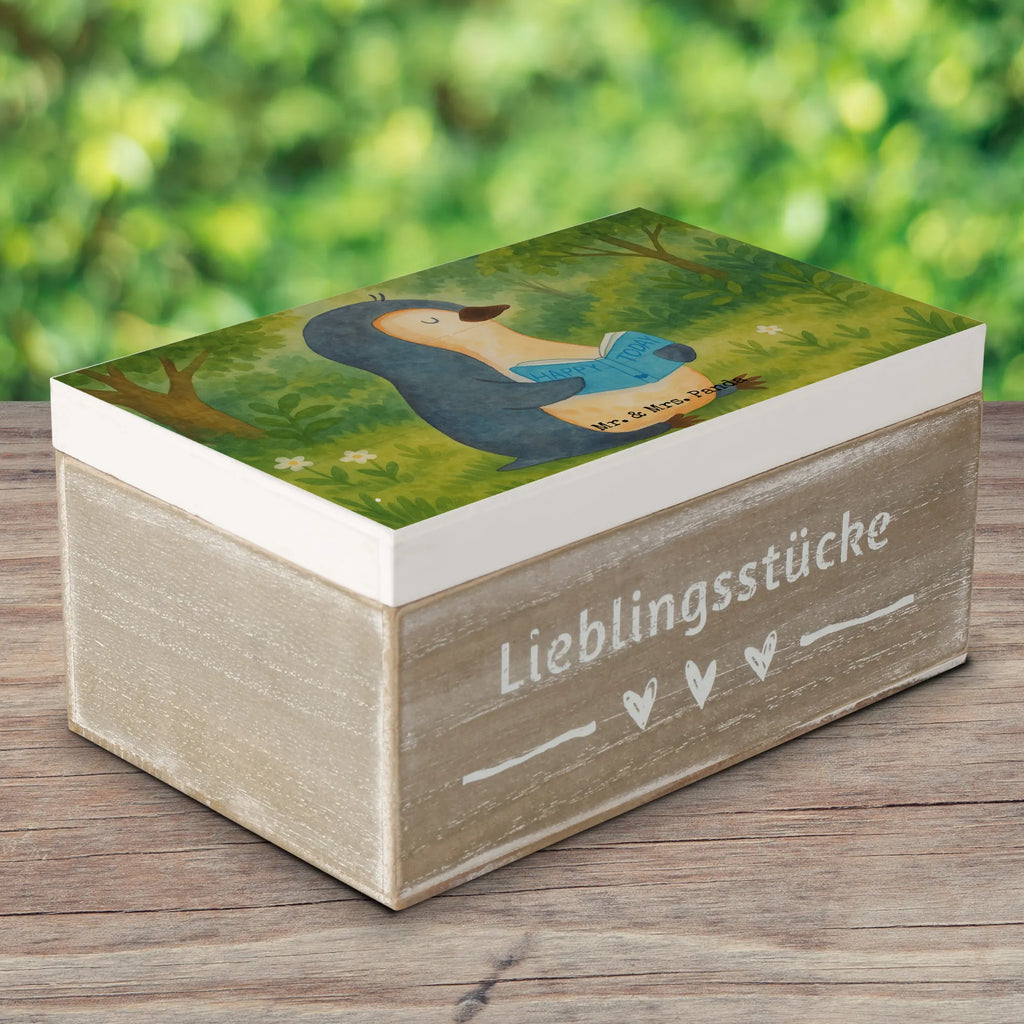 Skrzynia drewniana pingwin książka Design Geschenkdose, Erinnerungskiste, XXL, Aufbewahrungsbox, Kiste, Truhe, Geschenkbox, Erinnerungsbox, Holzkiste, Dekokiste, Schatulle, Schatzkiste, Pinguin, Faulenzen, Freizeit, Urlaub, Pinguine, Lesen, Nichtstun, Ferien, Bücherwurm, Buch