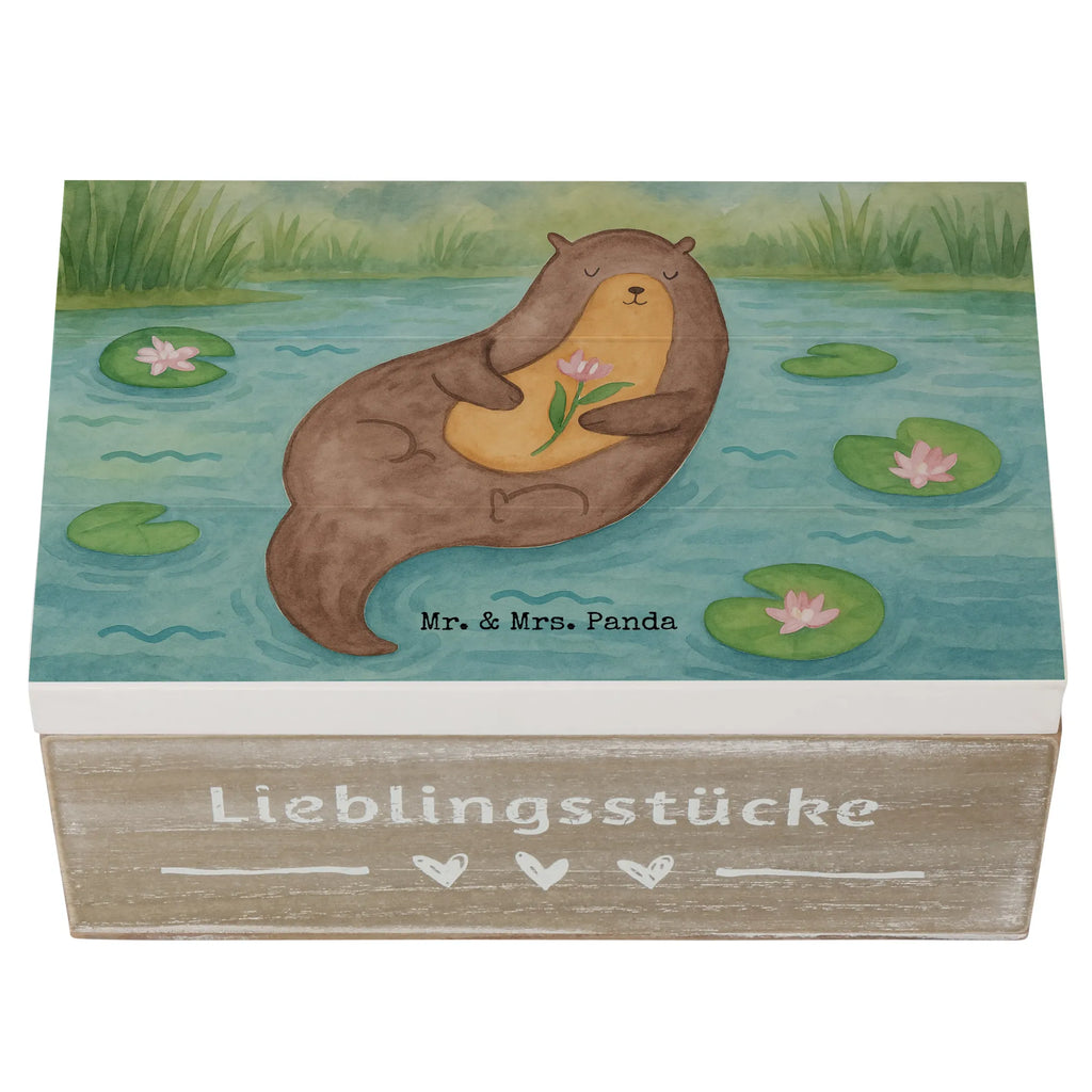 Skrzynia drewniana wydra lilia wodna Design Holzkiste, Kiste, Schatzkiste, Truhe, Schatulle, XXL, Erinnerungsbox, Erinnerungskiste, Dekokiste, Aufbewahrungsbox, Geschenkbox, Geschenkdose, Otter, Fischotter, Seeotter, Otter Seeotter See Otter