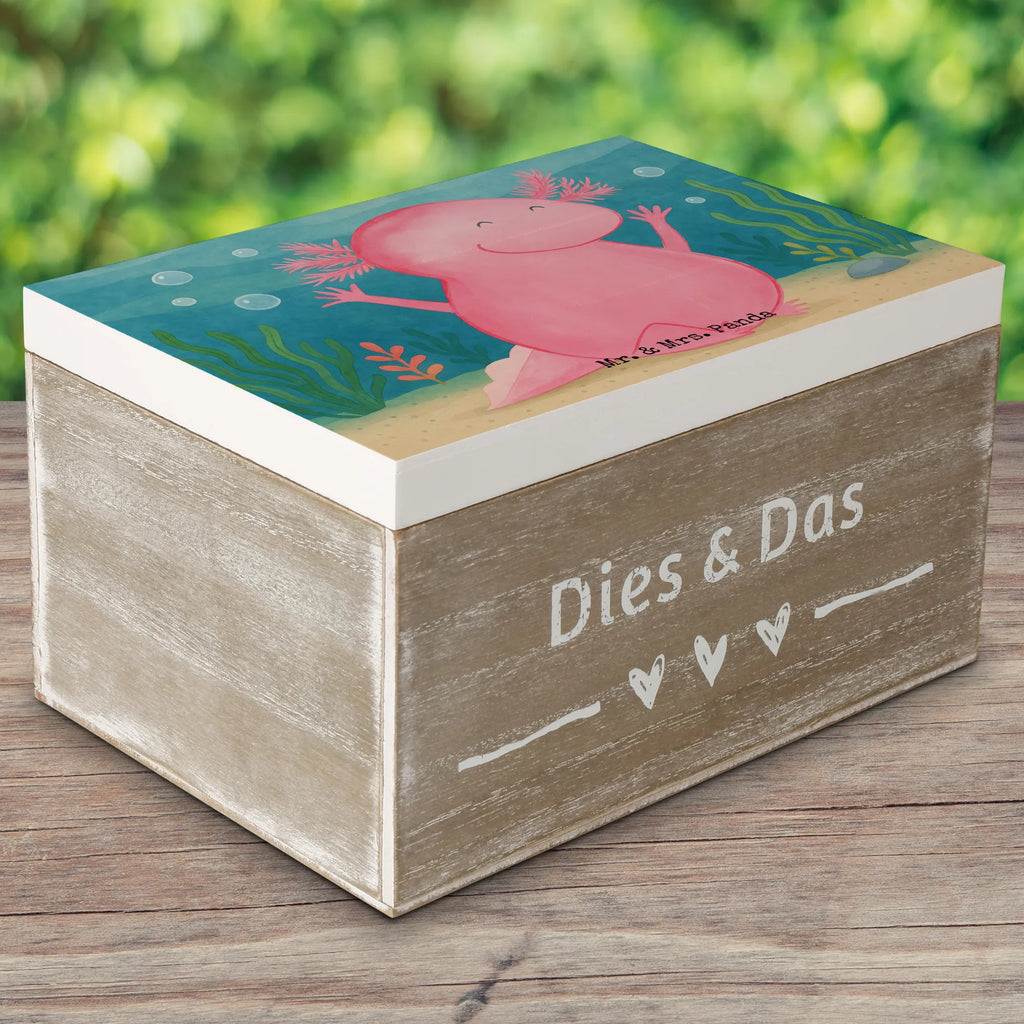 Skrzynia drewniana Axolotl Hurra Design Kiste, XXL, Geschenkdose, Holzkiste, Erinnerungskiste, Truhe, Erinnerungsbox, Schatzkiste, Schatulle, Dekokiste, Aufbewahrungsbox, Geschenkbox, Axolotl, Molch, Spaß, fröhlich, Schwanzlurch, Lurche, Axolot, Lurch, Zufriedenheit, Freude, Motivation