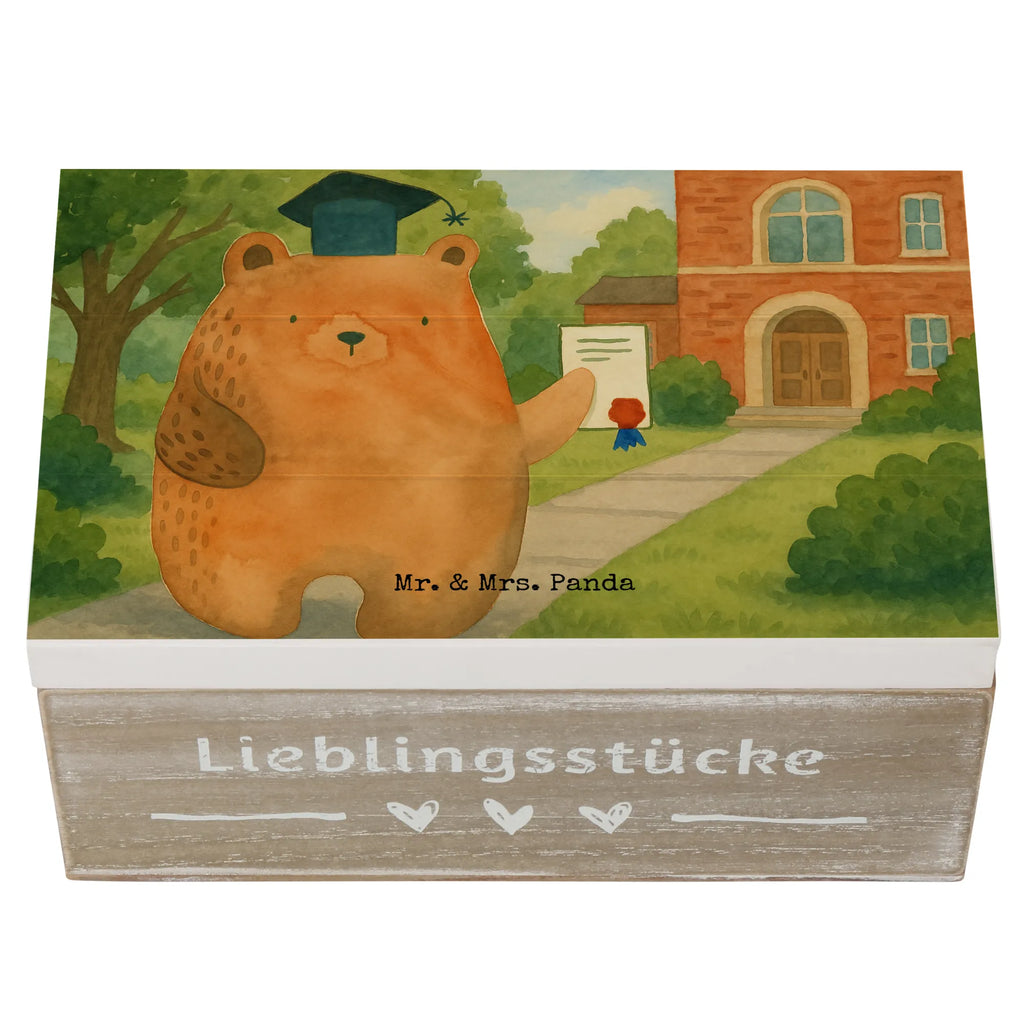 Holzkiste Bär Prüfung Design Holzkiste, Kiste, Schatzkiste, Truhe, Schatulle, XXL, Erinnerungsbox, Erinnerungskiste, Dekokiste, Aufbewahrungsbox, Geschenkbox, Geschenkdose, Bär, Teddy, Teddybär, Abitur, Prüfungen, Prüfung bestanden, Abschluss, Zeugnis, Abschlusszeugnis