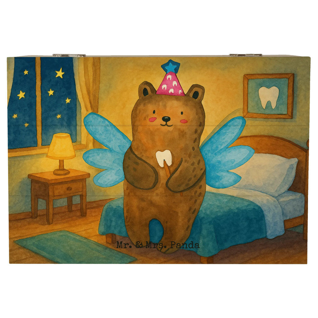 Holzkiste Bär Zahnfee Design Schatulle, Schatzkiste, Aufbewahrungsbox, Geschenkdose, Dekokiste, Geschenkbox, Kiste, Erinnerungskiste, Erinnerungsbox, Holzkiste, XXL, Truhe, Bär, Teddy, Teddybär, Milchzahn, Zahnfee, Erster Zahn, Fee
