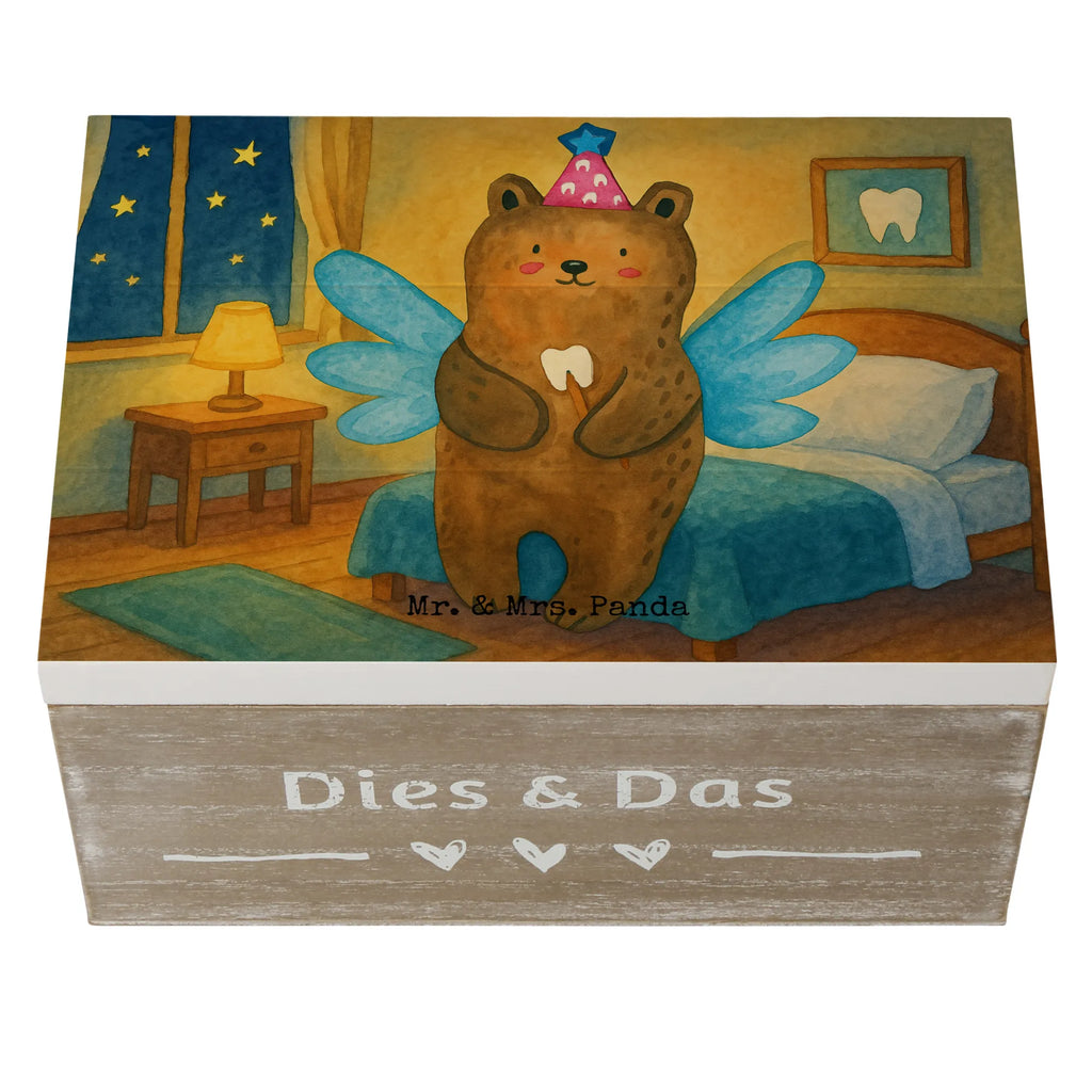 Holzkiste Bär Zahnfee Design Schatulle, Schatzkiste, Aufbewahrungsbox, Geschenkdose, Dekokiste, Geschenkbox, Kiste, Erinnerungskiste, Erinnerungsbox, Holzkiste, XXL, Truhe, Bär, Teddy, Teddybär, Milchzahn, Zahnfee, Erster Zahn, Fee