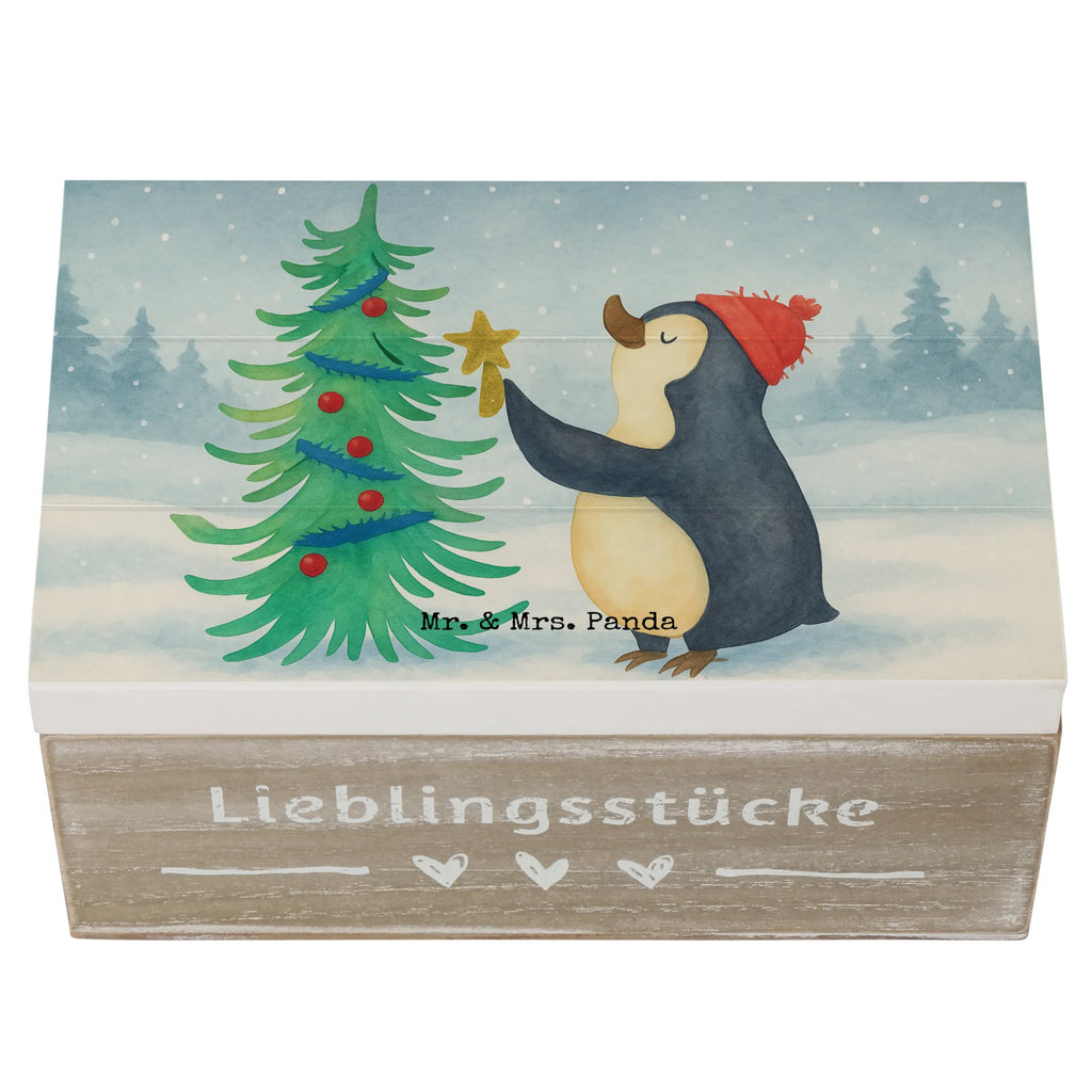 Holzkiste Pinguin Weihnachtsbaum Design Erinnerungskiste, Aufbewahrungsbox, Truhe, Geschenkdose, Dekokiste, Geschenkbox, Kiste, Schatzkiste, Schatulle, XXL, Holzkiste, Erinnerungsbox, Winter, Weihnachten, Weihnachtsdeko, Nikolaus, Advent, Heiligabend, Wintermotiv, Pinguin