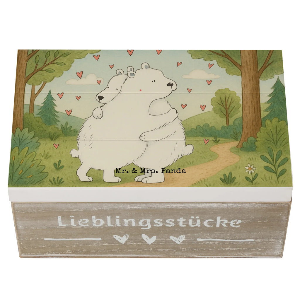 Wooden chest Icebear Embrace Design Truhe, Kiste, Geschenkbox, Erinnerungsbox, Aufbewahrungsbox, Schatzkiste, Holzkiste, Erinnerungskiste, XXL, Schatulle, Dekokiste, Geschenkdose, Tiermotive, Gute Laune, lustige Sprüche, Tiere