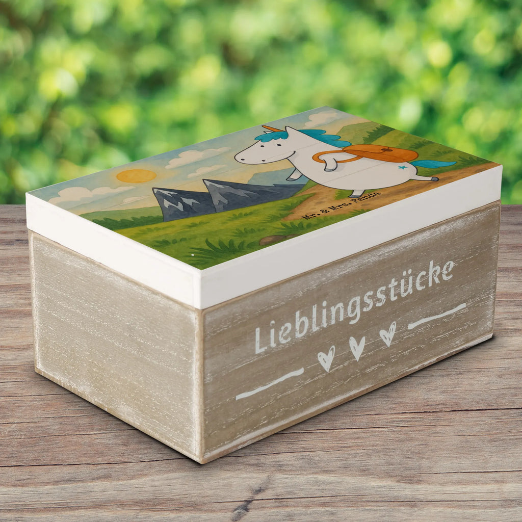 Skrzynia drewniana jednorożec alpinista Design Erinnerungsbox, Schatulle, Kiste, Schatzkiste, Erinnerungskiste, Truhe, Holzkiste, Dekokiste, Aufbewahrungsbox, Geschenkbox, XXL, Geschenkdose, Einhorn, Einhörner, Einhorn Deko, Unicorn, Abenteurer, Abenteuer, Weltenbummler, Bergsteiger, Weltreise, Reisen, Urlaub, Berge, Entdecker