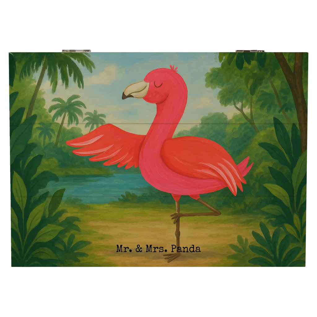 Holzkiste Flamingo Yoga Design Geschenkdose, Erinnerungskiste, Erinnerungsbox, Geschenkbox, XXL, Aufbewahrungsbox, Holzkiste, Dekokiste, Kiste, Schatzkiste, Truhe, Schatulle, Flamingo, Achtsamkeit, Ärger, Aufregen, Yoga-Übung, Entspannung, Vogel, Yoga, Tiefenentspannung, Namaste