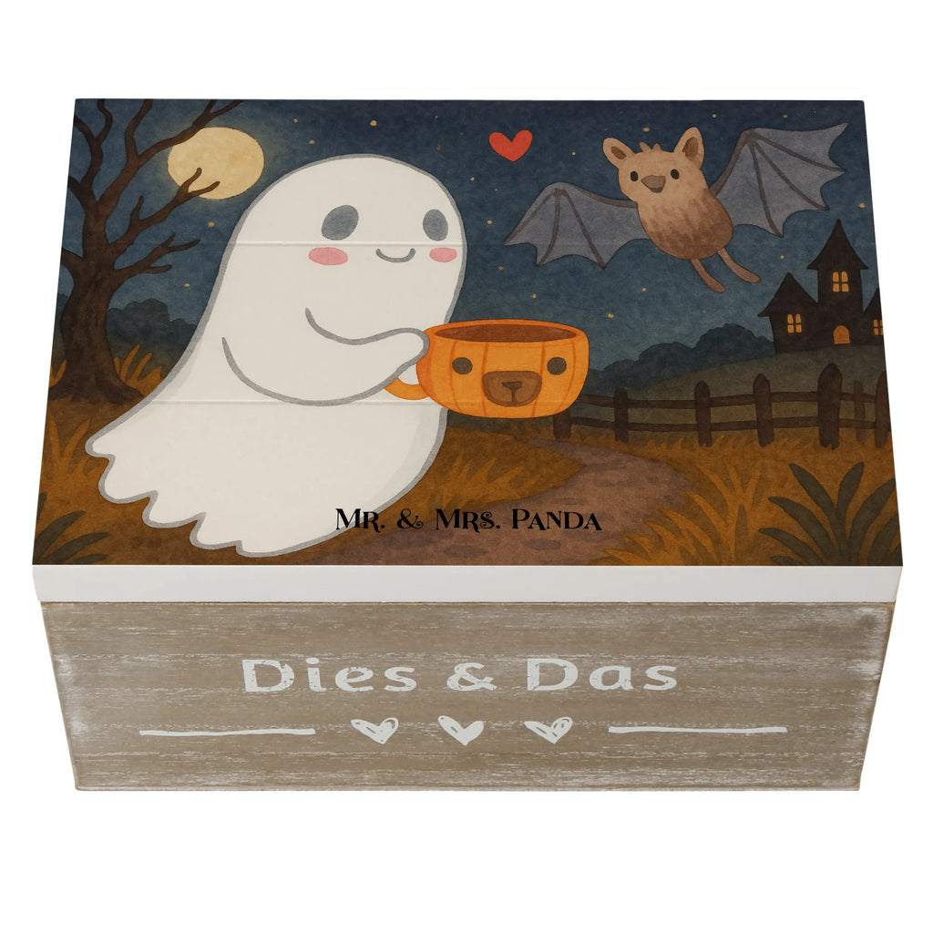 Skrzynia drewniana Duch kawa Design Erinnerungsbox, Aufbewahrungsbox, XXL, Holzkiste, Erinnerungskiste, Geschenkdose, Truhe, Dekokiste, Schatulle, Schatzkiste, Kiste, Geschenkbox, Halloween, Deko, Martinssingen, Dekoration, Geschenke, Schenken, Gespenst, Kaffee