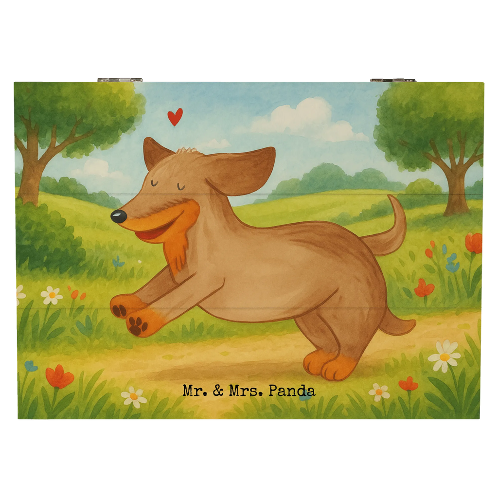 Skrzynia drewniana pies Jamnik Design Dekokiste, XXL, Erinnerungsbox, Aufbewahrungsbox, Erinnerungskiste, Kiste, Schatzkiste, Geschenkbox, Schatulle, Truhe, Holzkiste, Geschenkdose, Hund, Hundemotiv, Haustier, Hunderasse, Tierliebhaber, Hundebesitzer, Sprüche, Dachshund, Dackel, Hunde, happy dog