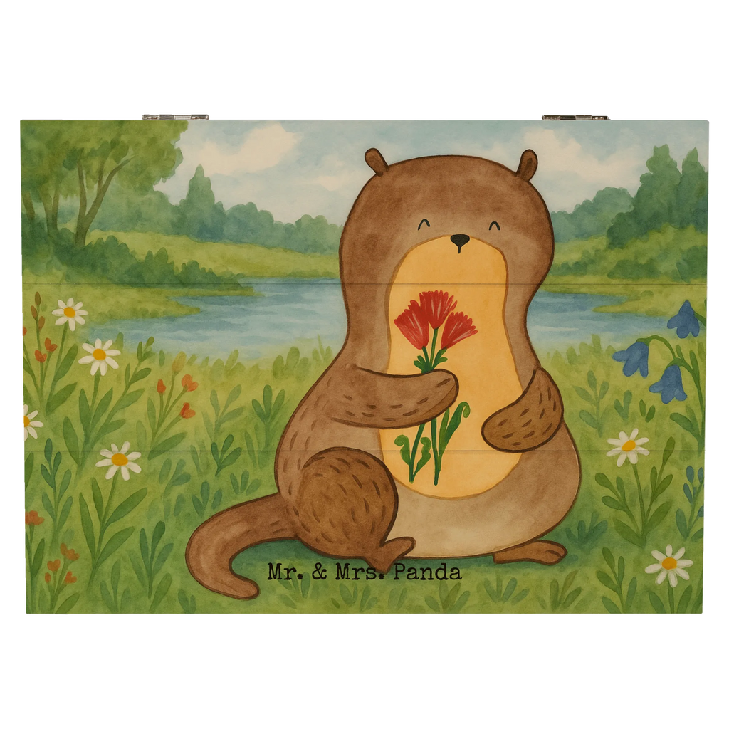 Holzkiste Otter Blumenstrauß Design Erinnerungsbox, Kiste, XXL, Schatulle, Dekokiste, Aufbewahrungsbox, Geschenkdose, Schatzkiste, Truhe, Erinnerungskiste, Holzkiste, Geschenkbox, Otter, Fischotter, Seeotter, Otter Seeotter See Otter