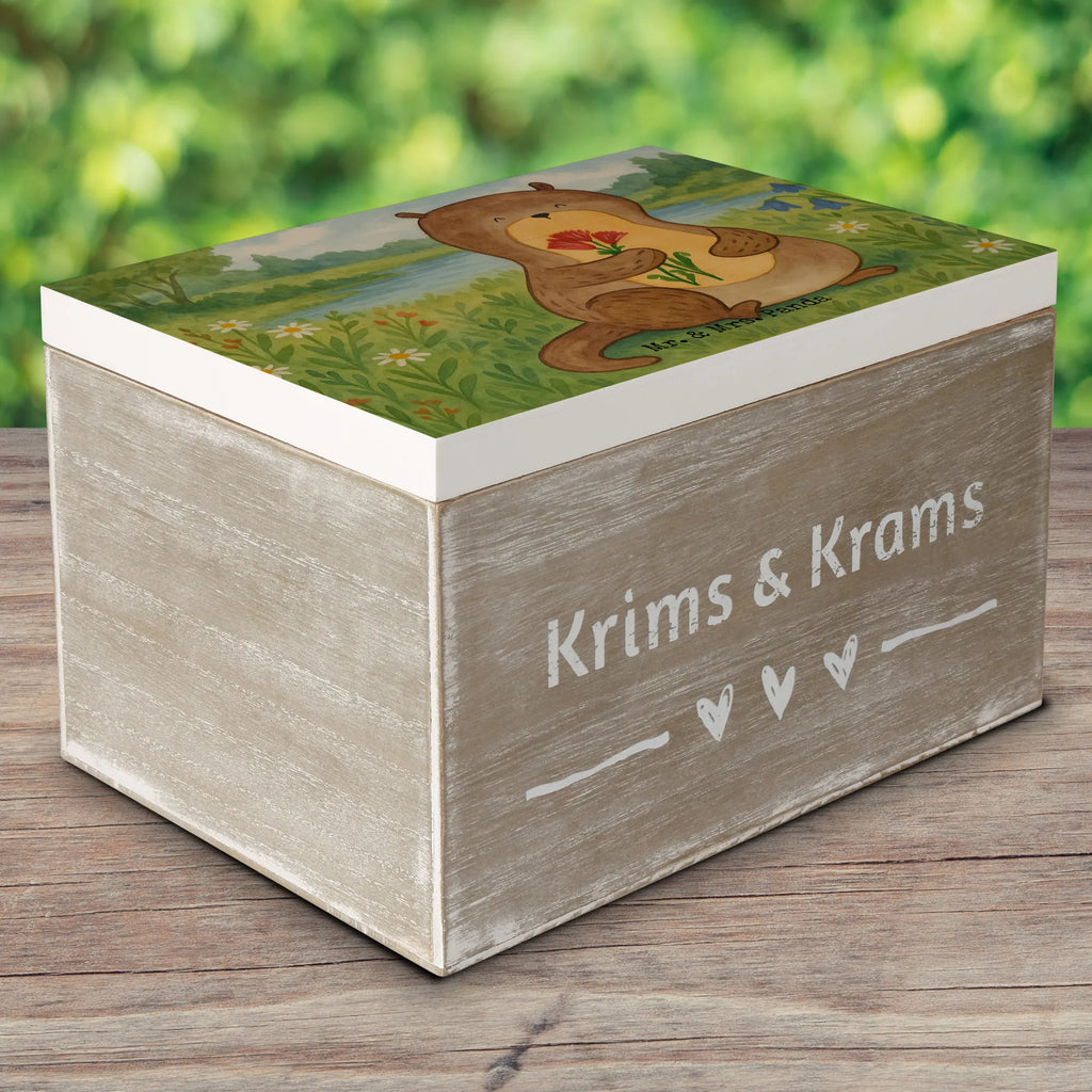 Holzkiste Otter Blumenstrauß Design Erinnerungsbox, Kiste, XXL, Schatulle, Dekokiste, Aufbewahrungsbox, Geschenkdose, Schatzkiste, Truhe, Erinnerungskiste, Holzkiste, Geschenkbox, Otter, Fischotter, Seeotter, Otter Seeotter See Otter