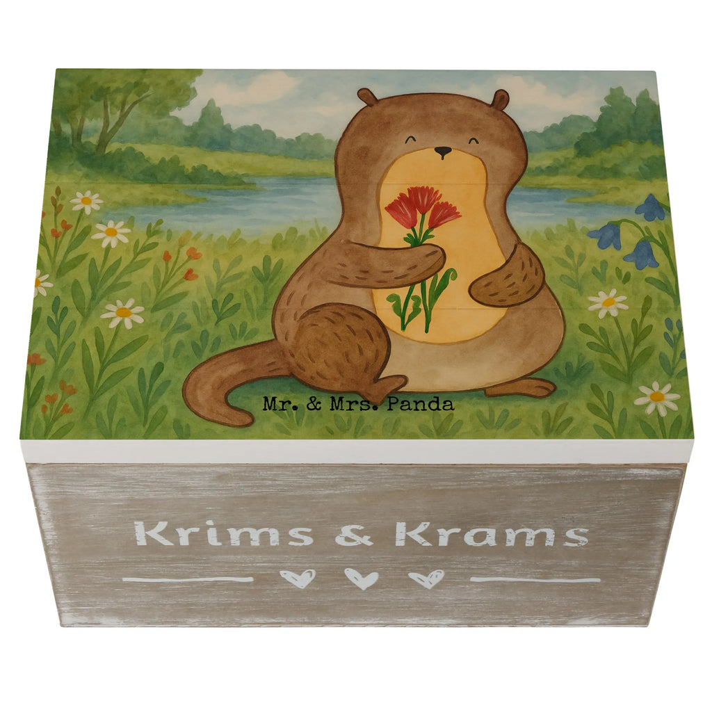 Holzkiste Otter Blumenstrauß Design Erinnerungsbox, Kiste, XXL, Schatulle, Dekokiste, Aufbewahrungsbox, Geschenkdose, Schatzkiste, Truhe, Erinnerungskiste, Holzkiste, Geschenkbox, Otter, Fischotter, Seeotter, Otter Seeotter See Otter