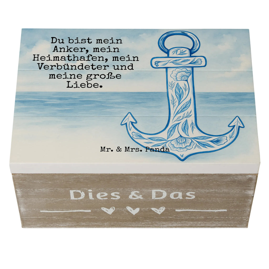 Wooden chest anchor Blue Design Aufbewahrungsbox, Schatzkiste, Erinnerungskiste, XXL, Kiste, Dekokiste, Geschenkdose, Schatulle, Erinnerungsbox, Truhe, Holzkiste, Geschenkbox, Tiermotive, Gute Laune, lustige Sprüche, Tiere