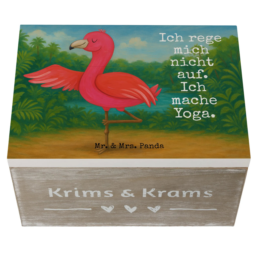 Holzkiste Flamingo Yoga Design Geschenkdose, Erinnerungskiste, Erinnerungsbox, Geschenkbox, XXL, Aufbewahrungsbox, Holzkiste, Dekokiste, Kiste, Schatzkiste, Truhe, Schatulle, Flamingo, Achtsamkeit, Ärger, Aufregen, Yoga-Übung, Entspannung, Vogel, Yoga, Tiefenentspannung, Namaste
