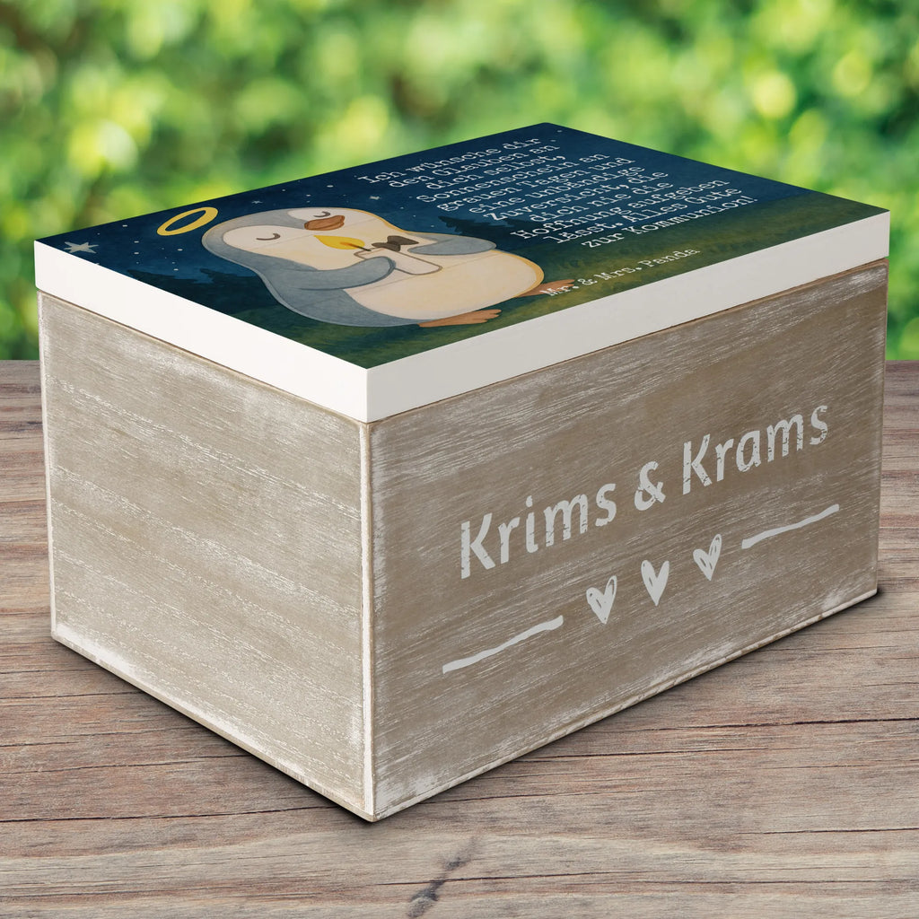 Wooden chest penguin communion Design Erinnerungskiste, Geschenkbox, Holzkiste, Schatulle, Schatzkiste, Dekokiste, Aufbewahrungsbox, Erinnerungsbox, Kiste, XXL, Truhe, Geschenkdose, Konfirmation, Kommunion, Jugendweihe, Konfirmation Geschenk, Kommunion Dankeschön, Glauben, Kommunion Geschenk, Sonnenschein