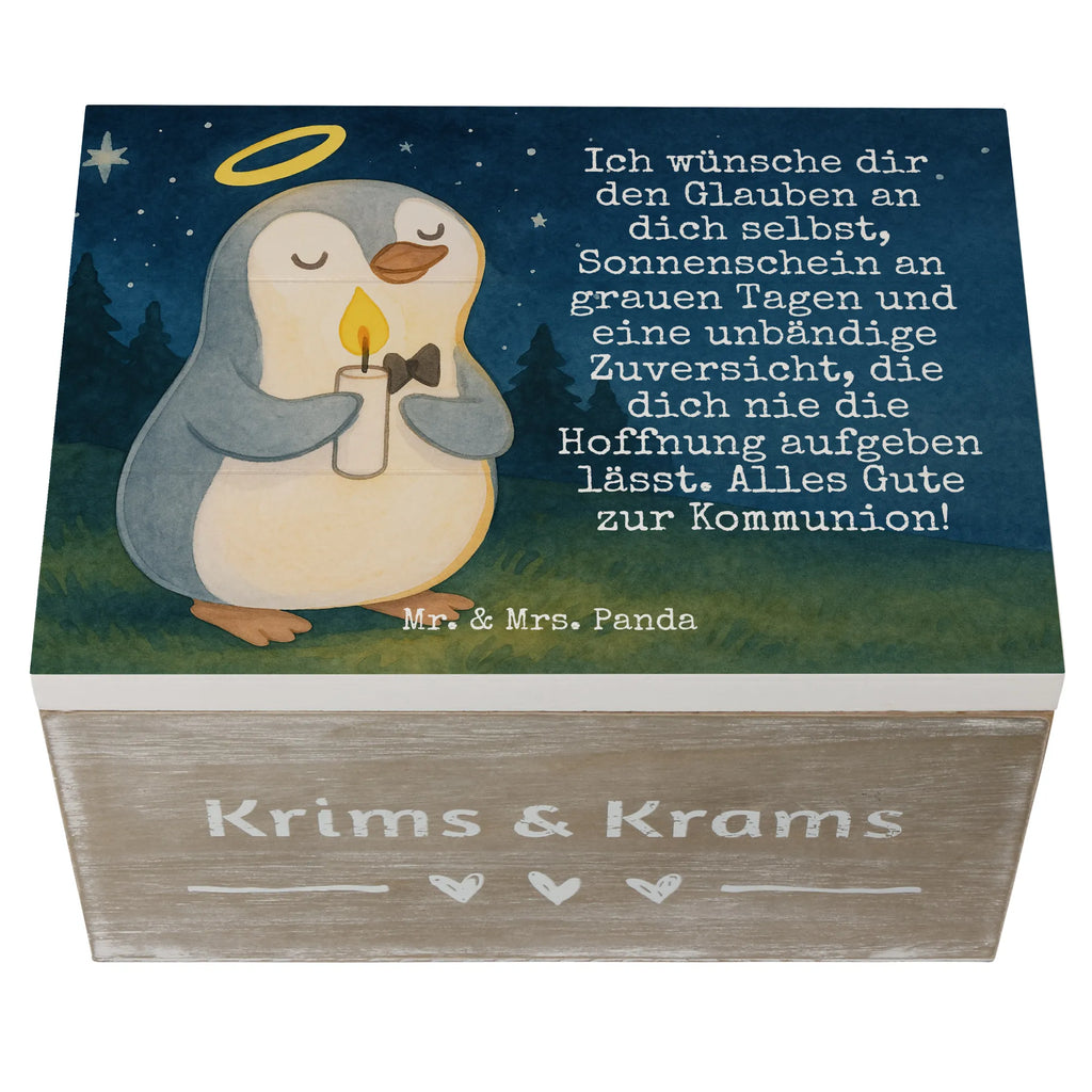 Wooden chest penguin communion Design Erinnerungskiste, Geschenkbox, Holzkiste, Schatulle, Schatzkiste, Dekokiste, Aufbewahrungsbox, Erinnerungsbox, Kiste, XXL, Truhe, Geschenkdose, Konfirmation, Kommunion, Jugendweihe, Konfirmation Geschenk, Kommunion Dankeschön, Glauben, Kommunion Geschenk, Sonnenschein