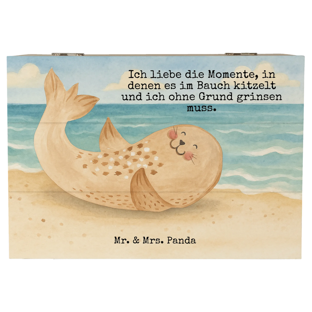 Holzkiste Robbe Liegen Design Holzkiste, Geschenkbox, XXL, Aufbewahrungsbox, Geschenkdose, Kiste, Schatzkiste, Erinnerungsbox, Dekokiste, Schatulle, Truhe, Erinnerungskiste, Tiermotive, Gute Laune, lustige Sprüche, Tiere, Lachen, Nordsee, Robbe, Robben, Meerestier, Freude, Strand, Seehund, Ostsee
