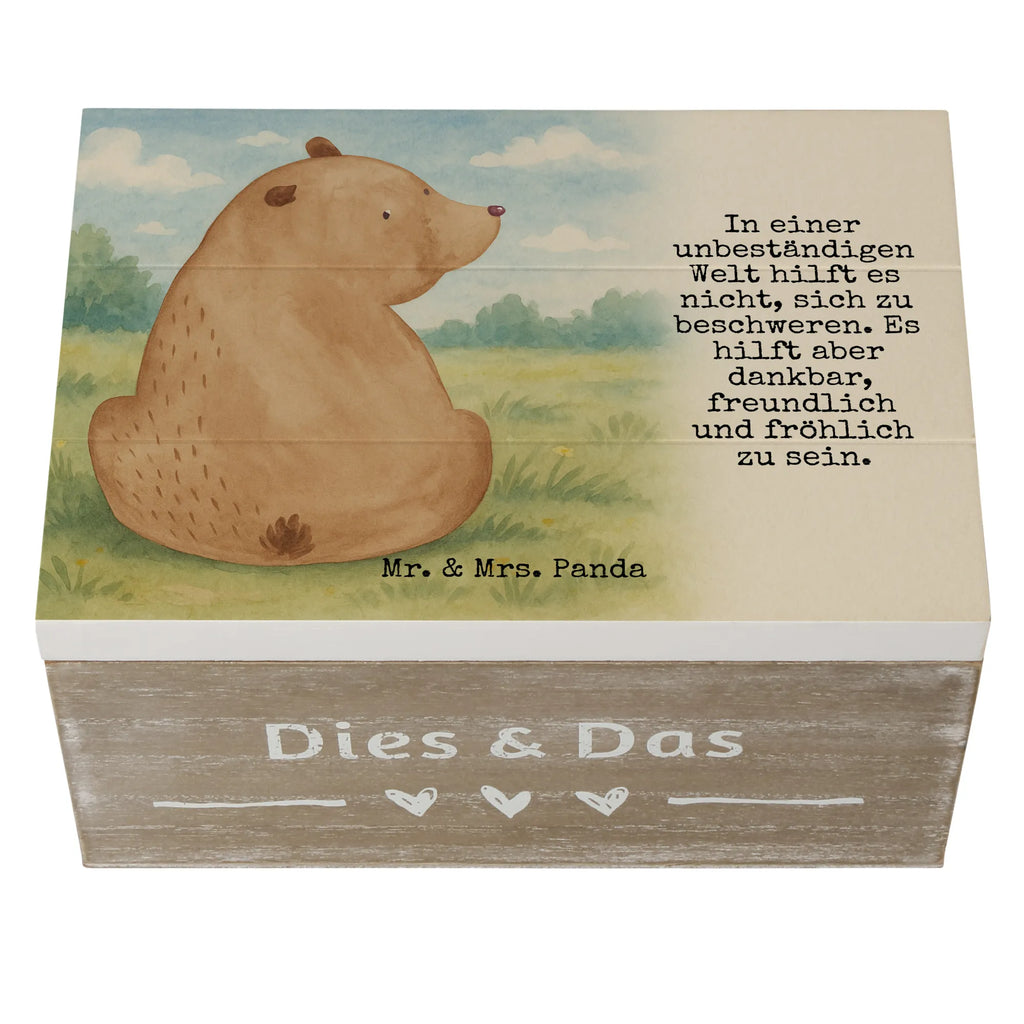 Holzkiste Bär Schulterblick Design Kiste, XXL, Schatzkiste, Erinnerungsbox, Holzkiste, Aufbewahrungsbox, Geschenkdose, Schatulle, Geschenkbox, Erinnerungskiste, Dekokiste, Truhe, Bär, Teddy, Teddybär, Weisheit, Selbstachtung, Bärenliebe, Motivation, Bären, Weltansicht