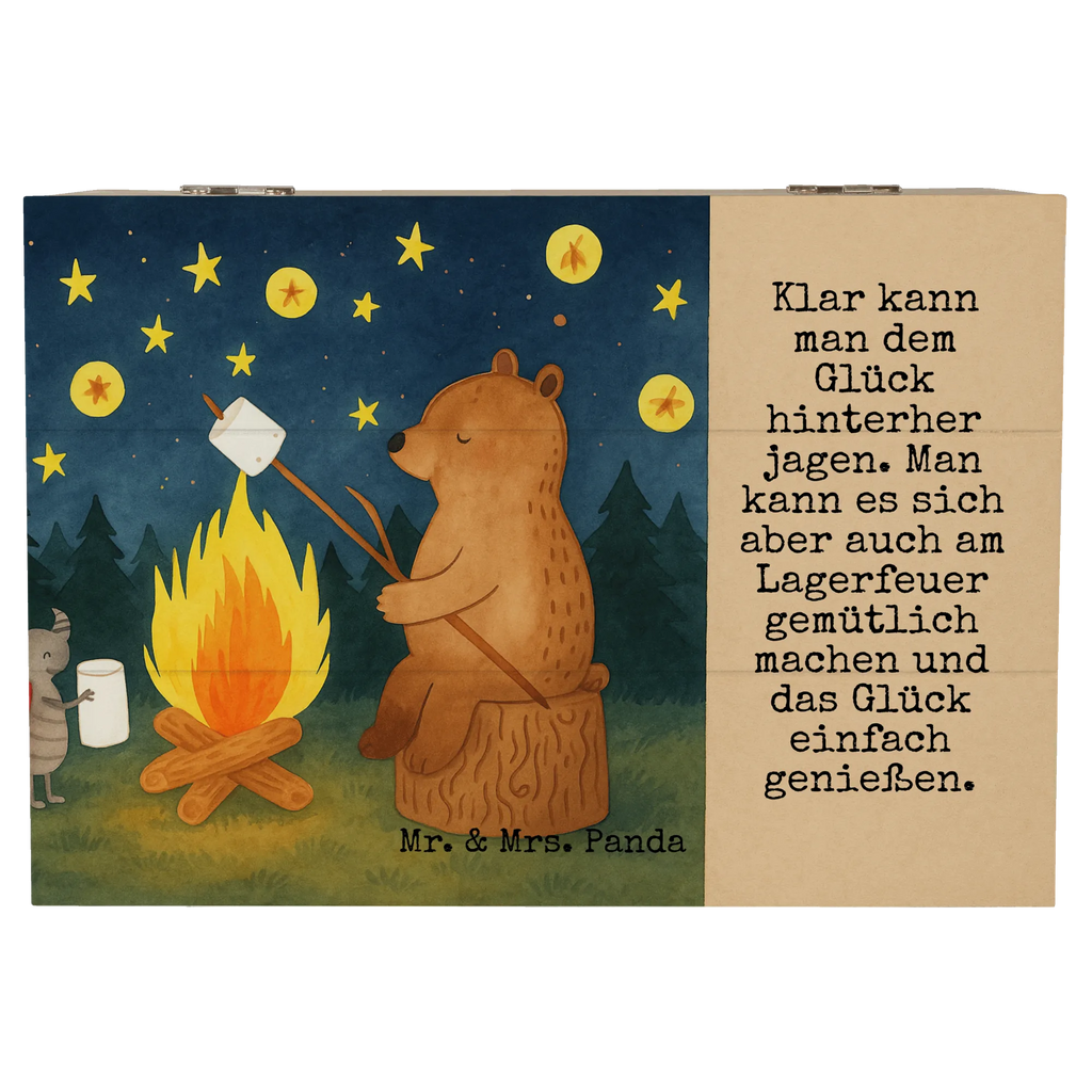 Skrzynia drewniana Niedźwiedź i biedronka przy ognisku Design Geschenkbox, Schatzkiste, Truhe, Geschenkdose, Holzkiste, Dekokiste, Erinnerungskiste, Aufbewahrungsbox, Erinnerungsbox, XXL, Kiste, Schatulle, Bär, Teddy, Teddybär, Lagerfeuer