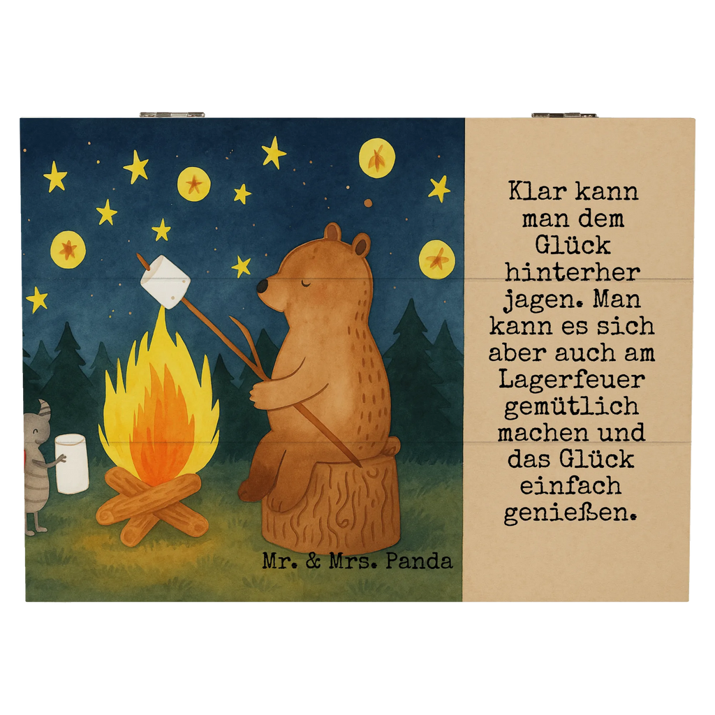 Skrzynia drewniana Niedźwiedź i biedronka przy ognisku Design Geschenkbox, Schatzkiste, Truhe, Geschenkdose, Holzkiste, Dekokiste, Erinnerungskiste, Aufbewahrungsbox, Erinnerungsbox, XXL, Kiste, Schatulle, Bär, Teddy, Teddybär, Lagerfeuer