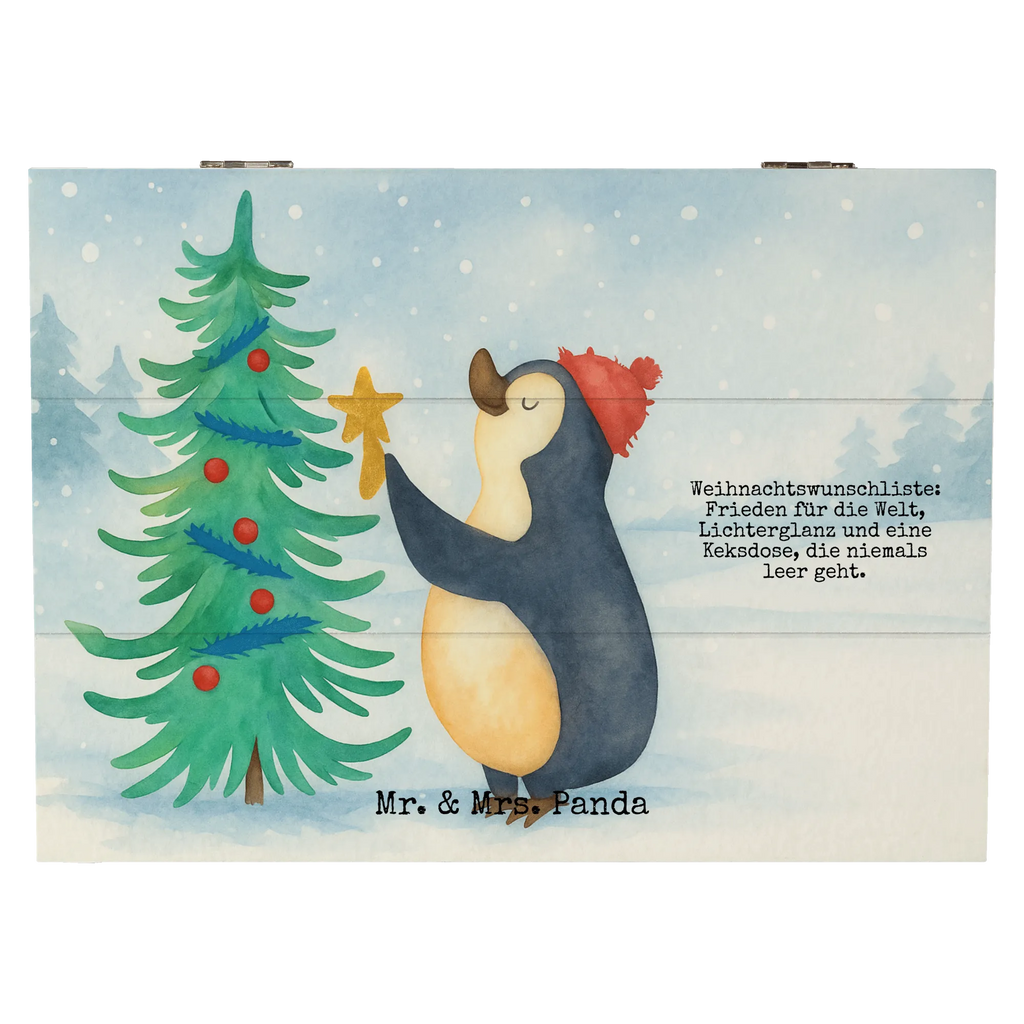 Holzkiste Pinguin Weihnachtsbaum Design Erinnerungskiste, Aufbewahrungsbox, Truhe, Geschenkdose, Dekokiste, Geschenkbox, Kiste, Schatzkiste, Schatulle, XXL, Holzkiste, Erinnerungsbox, Winter, Weihnachten, Weihnachtsdeko, Nikolaus, Advent, Heiligabend, Wintermotiv, Pinguin