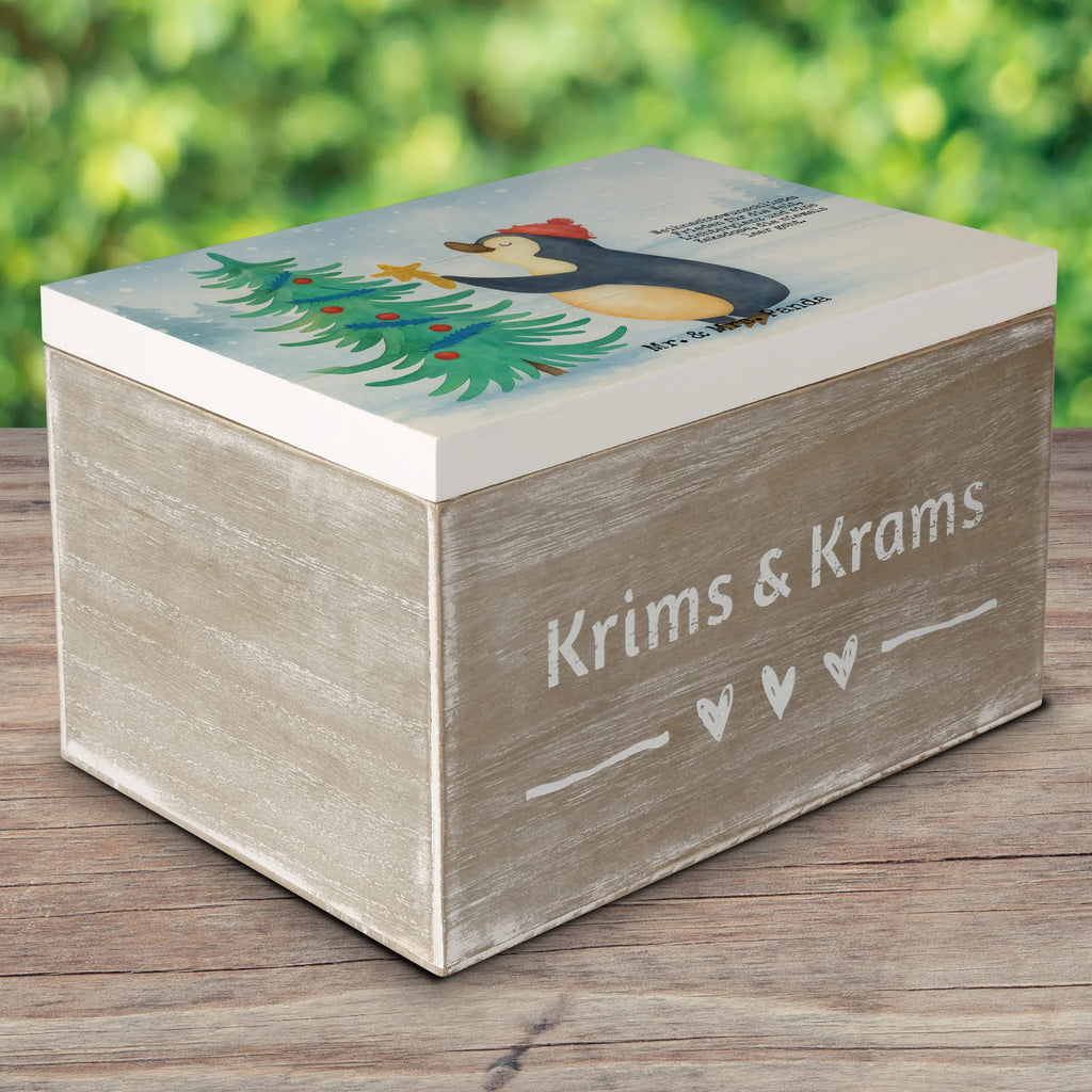 Holzkiste Pinguin Weihnachtsbaum Design Erinnerungskiste, Aufbewahrungsbox, Truhe, Geschenkdose, Dekokiste, Geschenkbox, Kiste, Schatzkiste, Schatulle, XXL, Holzkiste, Erinnerungsbox, Winter, Weihnachten, Weihnachtsdeko, Nikolaus, Advent, Heiligabend, Wintermotiv, Pinguin