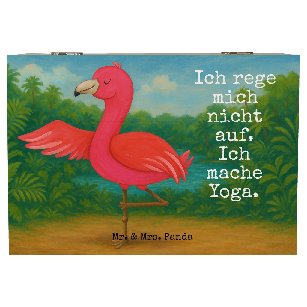 Holzkiste Flamingo Yoga Design Geschenkdose, Erinnerungskiste, Erinnerungsbox, Geschenkbox, XXL, Aufbewahrungsbox, Holzkiste, Dekokiste, Kiste, Schatzkiste, Truhe, Schatulle, Flamingo, Achtsamkeit, Ärger, Aufregen, Yoga-Übung, Entspannung, Vogel, Yoga, Tiefenentspannung, Namaste
