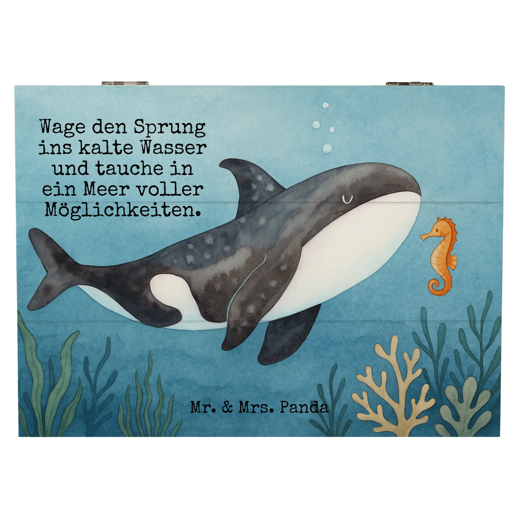 Holzkiste Orca Design Dekokiste, Kiste, Holzkiste, Schatzkiste, XXL, Erinnerungsbox, Geschenkdose, Geschenkbox, Erinnerungskiste, Schatulle, Truhe, Aufbewahrungsbox, Meerestiere, Meer, Urlaub, Motivation, Orcas, Orca, Killerwal, Möglichkeiten, Büro, Startup, Neustart, Arbeit, Wal, Selbstliebe