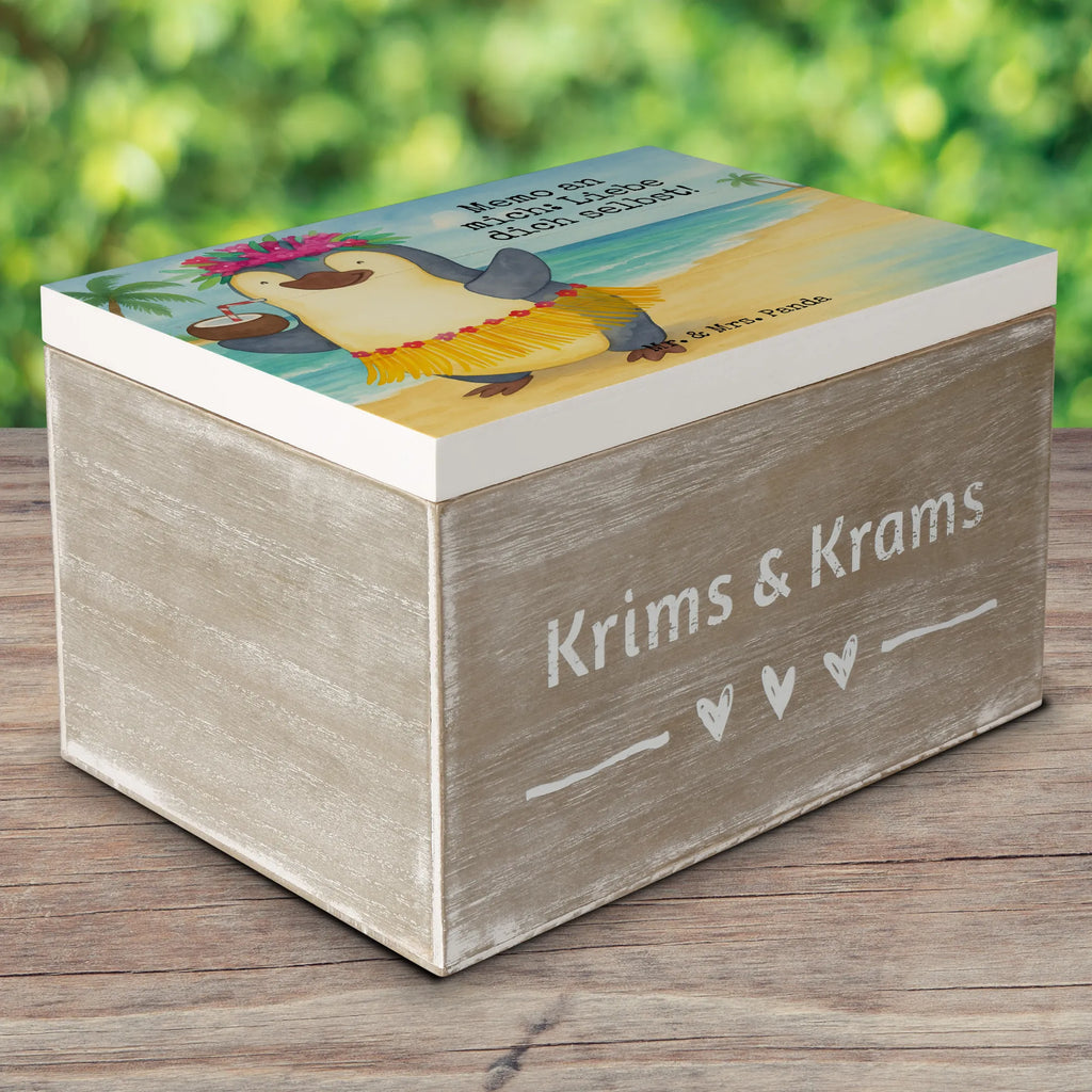 Holzkiste Pinguin Kokosnuss Design Geschenkdose, Schatulle, Geschenkbox, Kiste, Holzkiste, Erinnerungskiste, Dekokiste, Schatzkiste, Truhe, XXL, Aufbewahrungsbox, Erinnerungsbox, Pinguin, Kokosnuss, Aloha, Hawaii, Pinguine, Urlaub