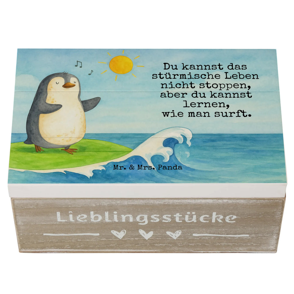 Holzkiste Pinguin Surfer Design Truhe, XXL, Kiste, Erinnerungsbox, Geschenkdose, Holzkiste, Geschenkbox, Erinnerungskiste, Schatzkiste, Schatulle, Aufbewahrungsbox, Dekokiste, Pinguin, Hawaii, Wellen, Pinguine, Portugal, Urlaub, surfen, Surfer, Wellen reiten