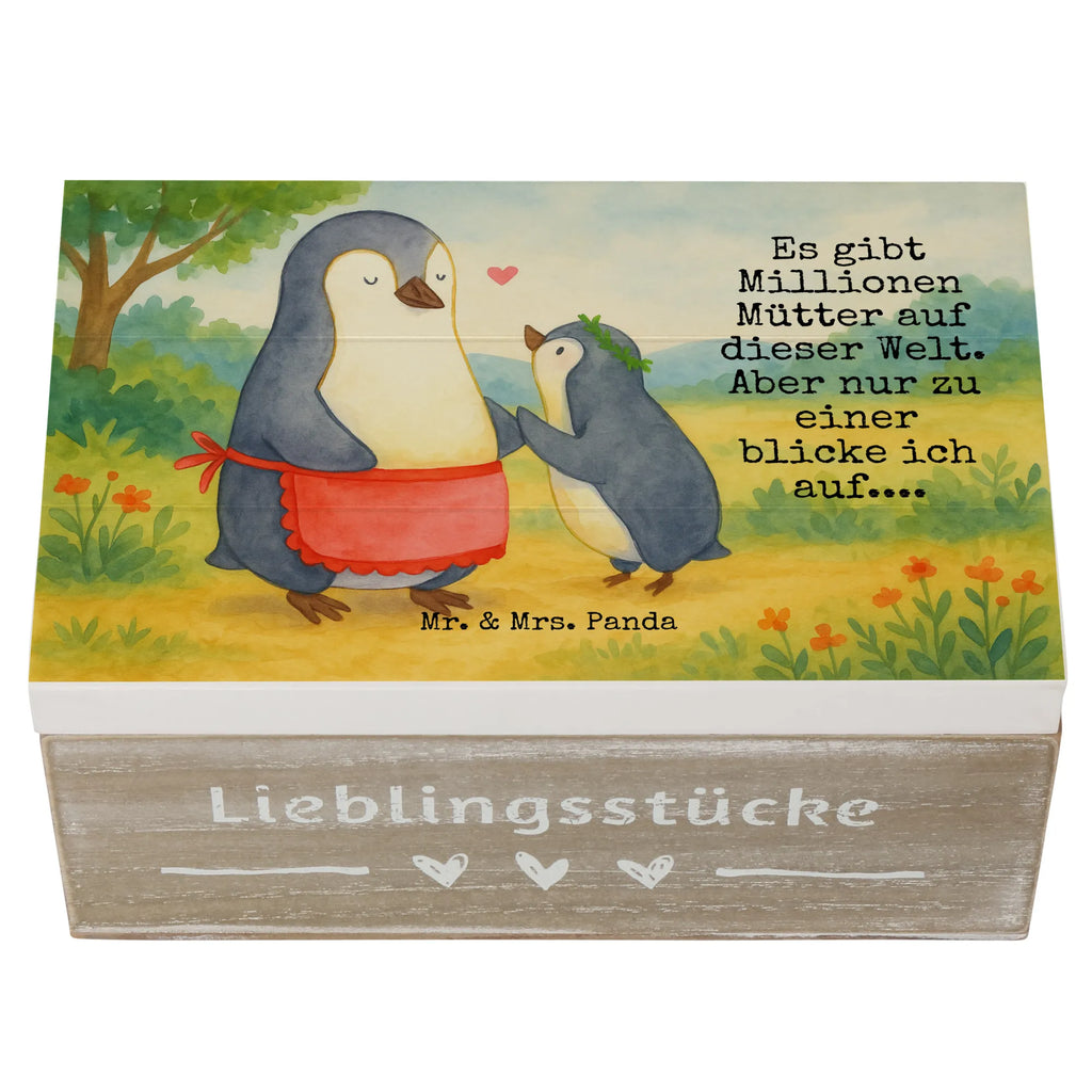 Holzkiste Pinguin mit Kind Design Aufbewahrungsbox, Dekokiste, XXL, Erinnerungskiste, Holzkiste, Erinnerungsbox, Truhe, Geschenkdose, Schatulle, Geschenkbox, Kiste, Schatzkiste, Familie, Vatertag, Muttertag, Bruder, Schwester, Mama, Papa, Oma, Opa, Mutti, Mami, Geburststag, Mutter, Geschenk